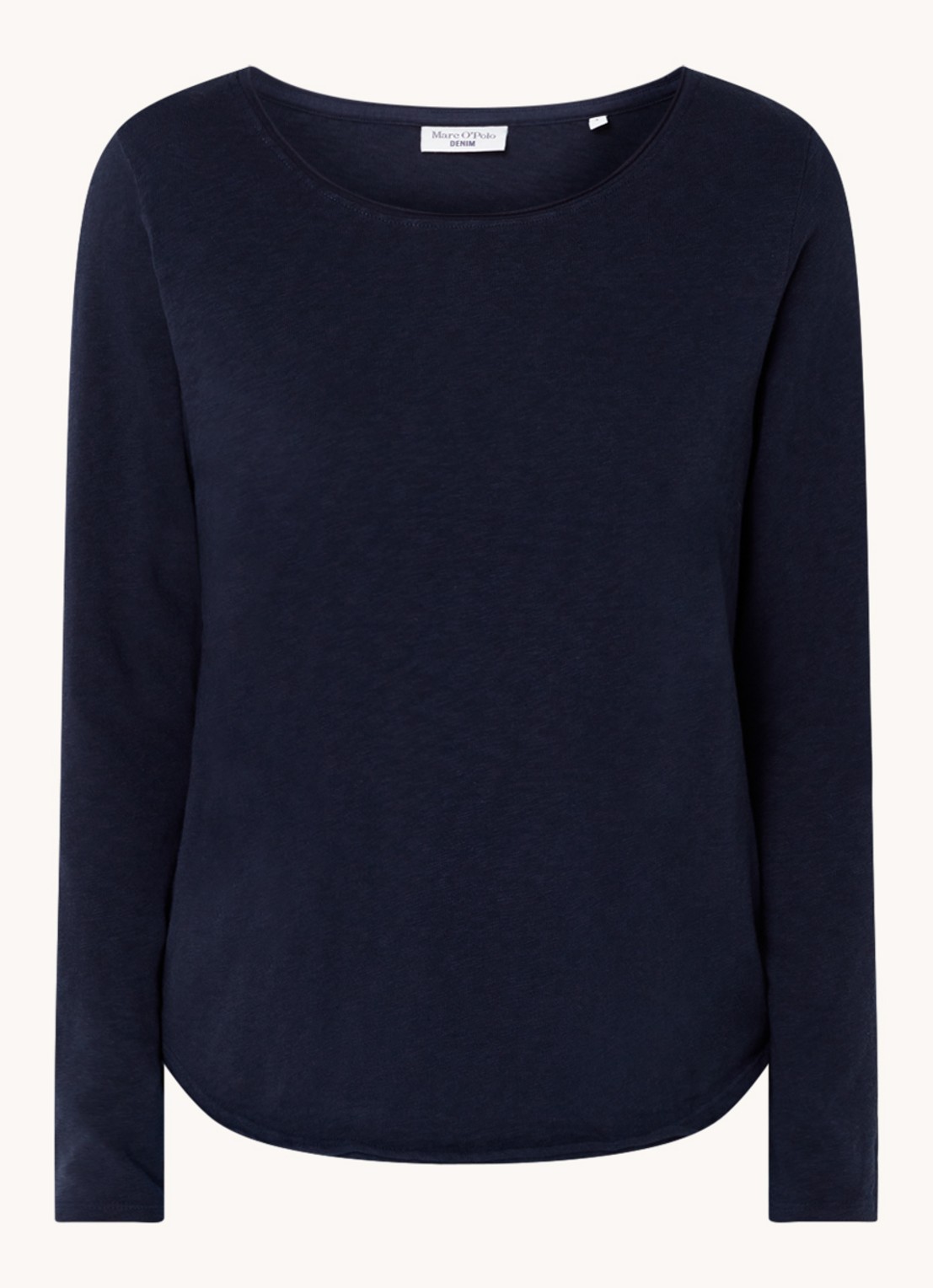 Marc O'Polo Denim Longsleeve met boothals - voorkant donkerblauw