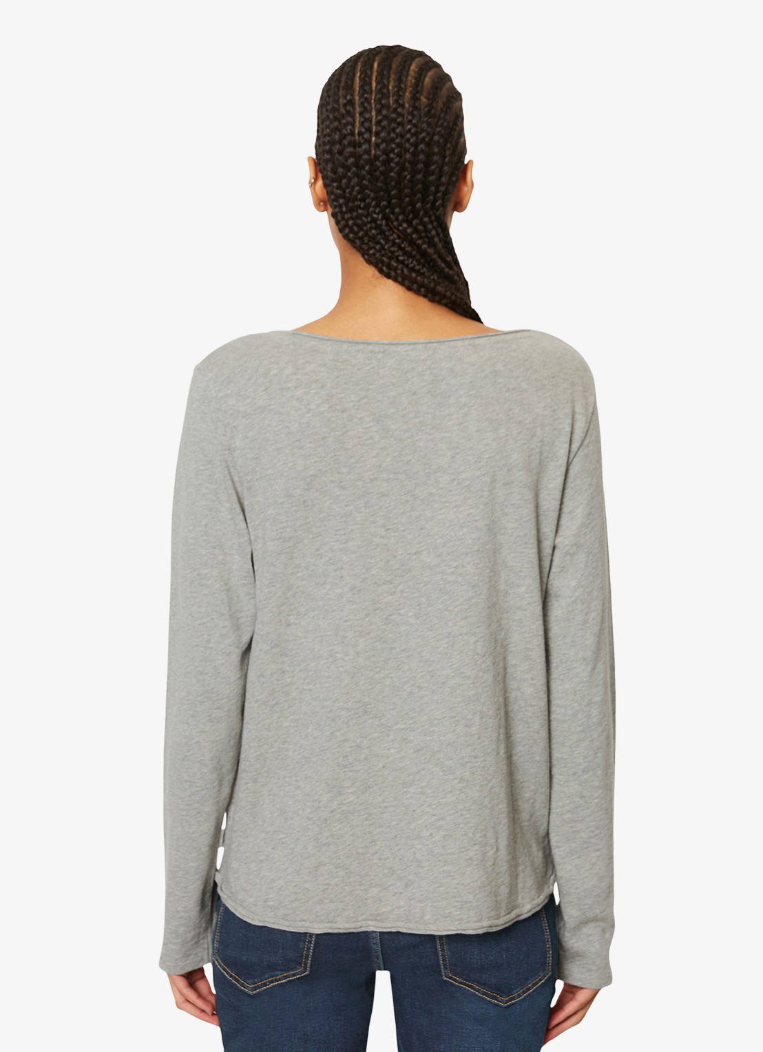 Marc O'Polo Denim Longsleeve met boothals - achterkant grijs