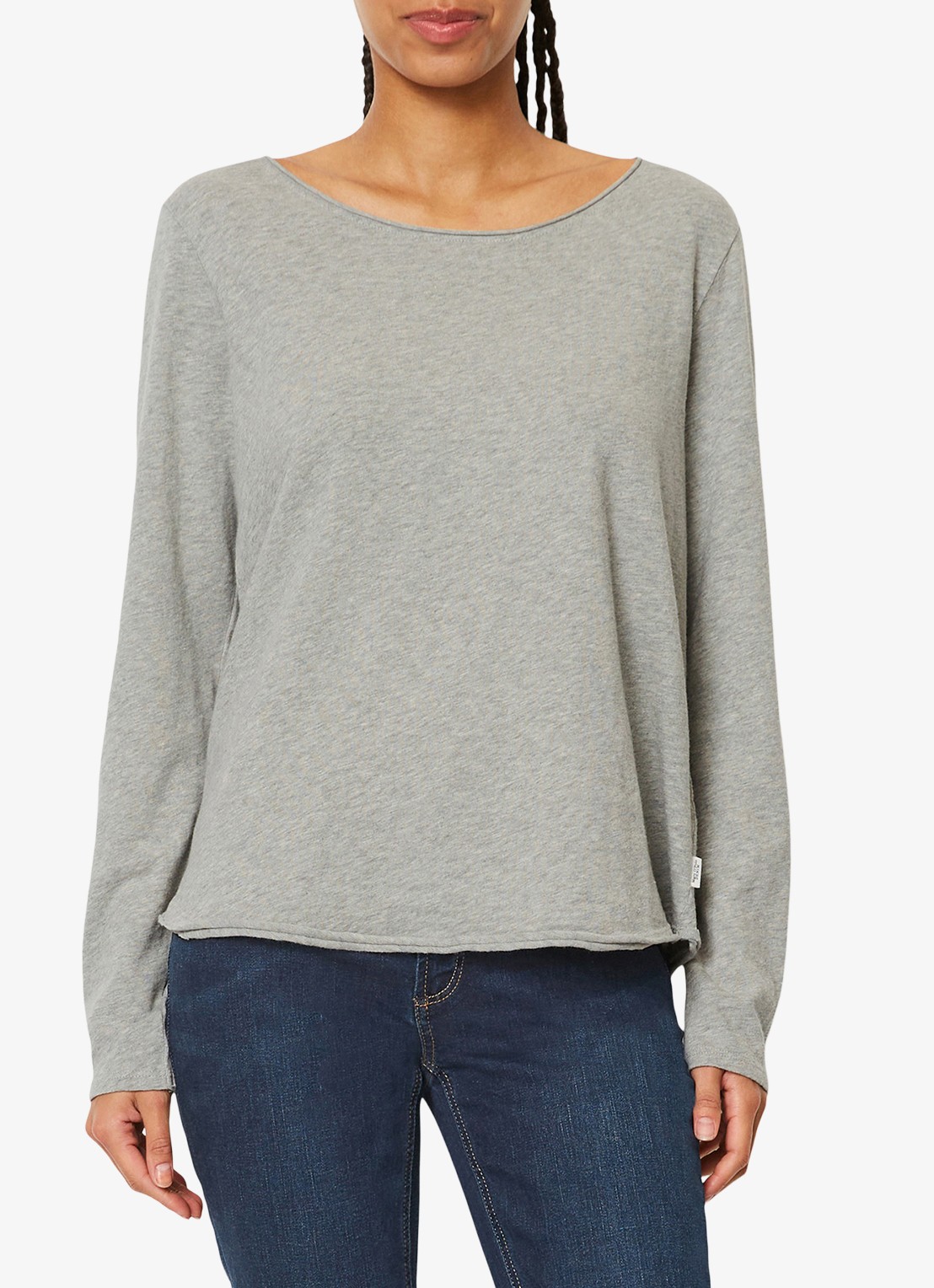 Marc O'Polo Denim Longsleeve met boothals - detail 3 grijs
