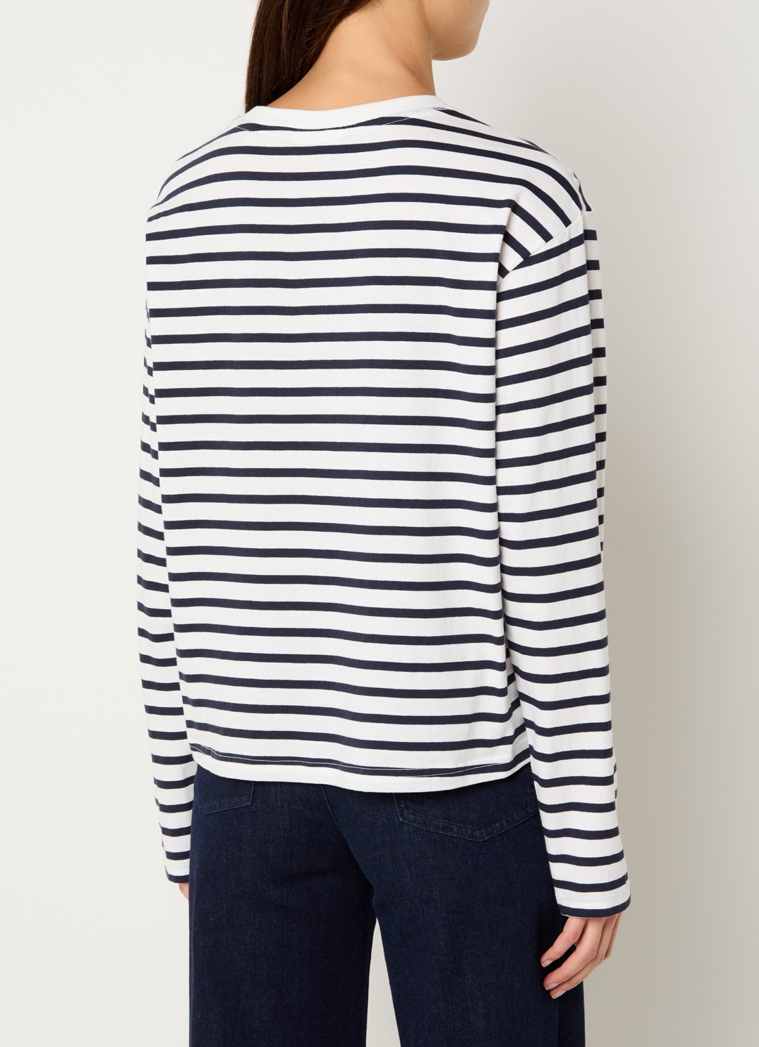 Marc O'Polo Denim Longsleeve met streepprint - achterkant 4 wit