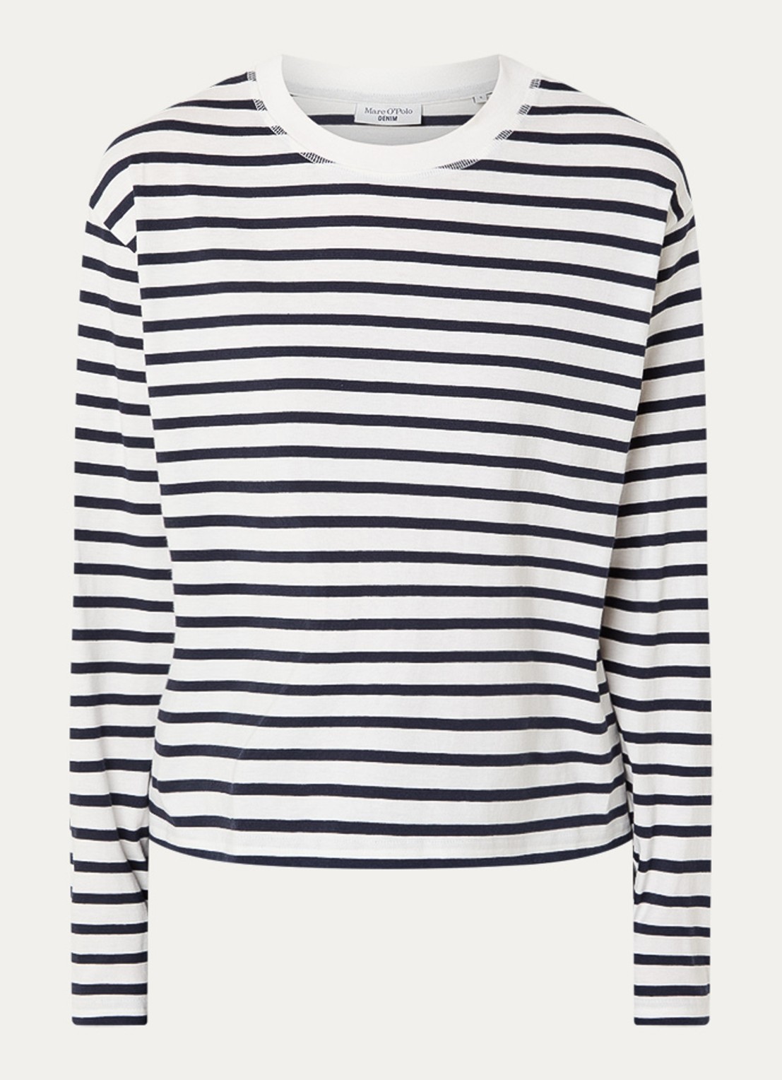 Marc O'Polo Denim Longsleeve met streepprint - voorkant wit