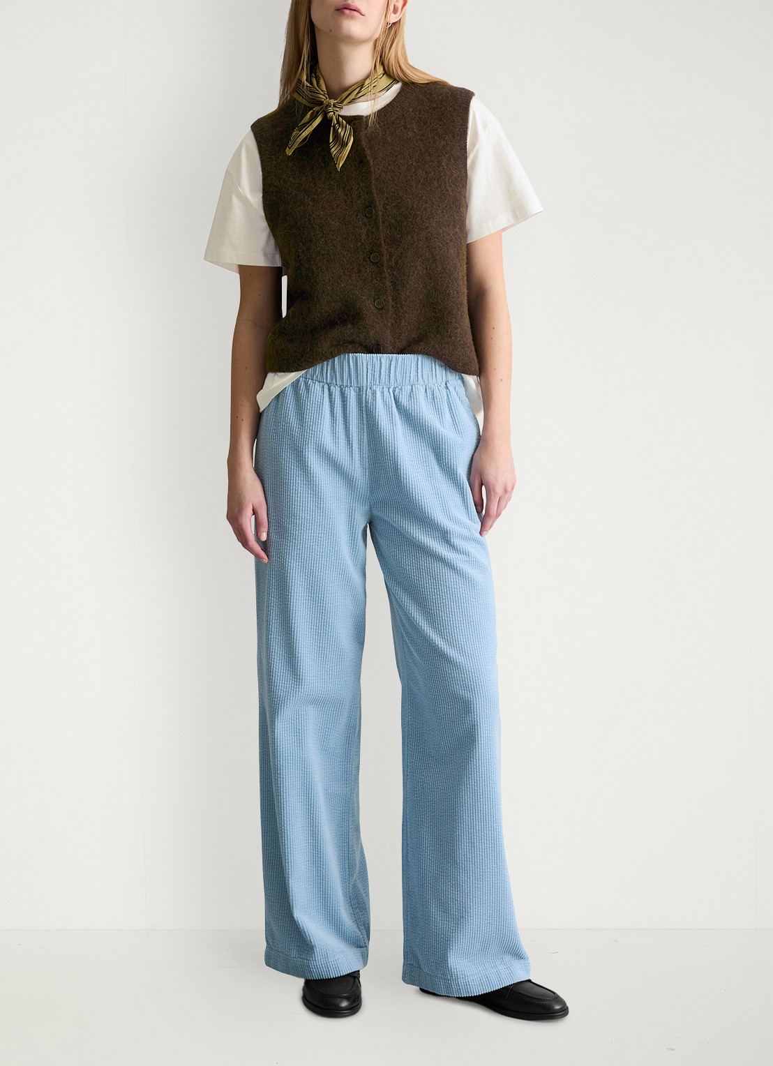 Marc O'Polo Denim Loose fit broek met structuur en steekzakken - voorkant 5 blauw