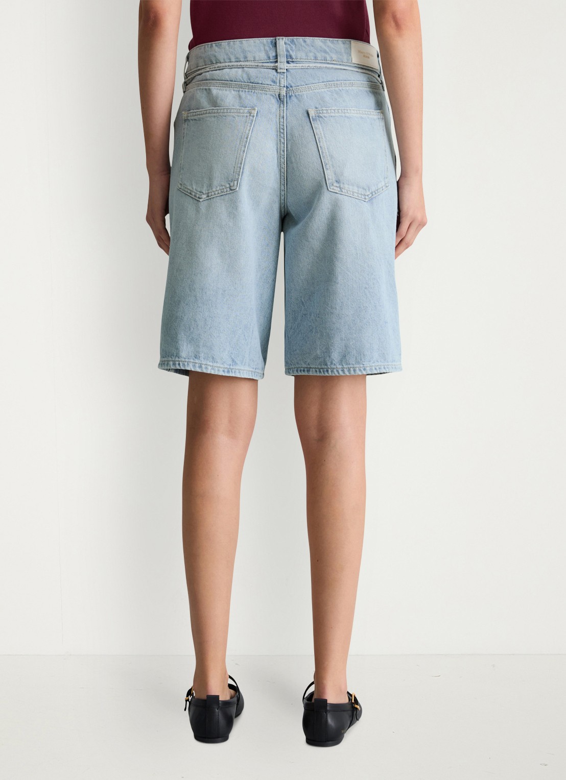 Marc O'Polo Denim Mid waist straight fit korte broek van denim - achterkant 5 light bluemulti63-5761 / blauw
