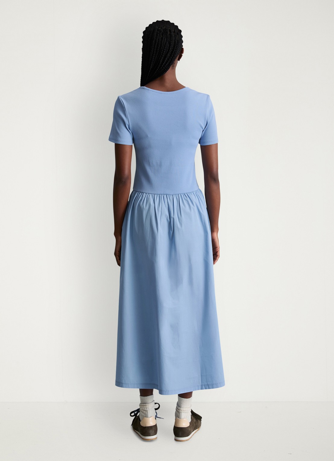 Marc O'Polo Denim Midi jurk met plooien - achterkant 5 medium blue 4840-4840 / blauw