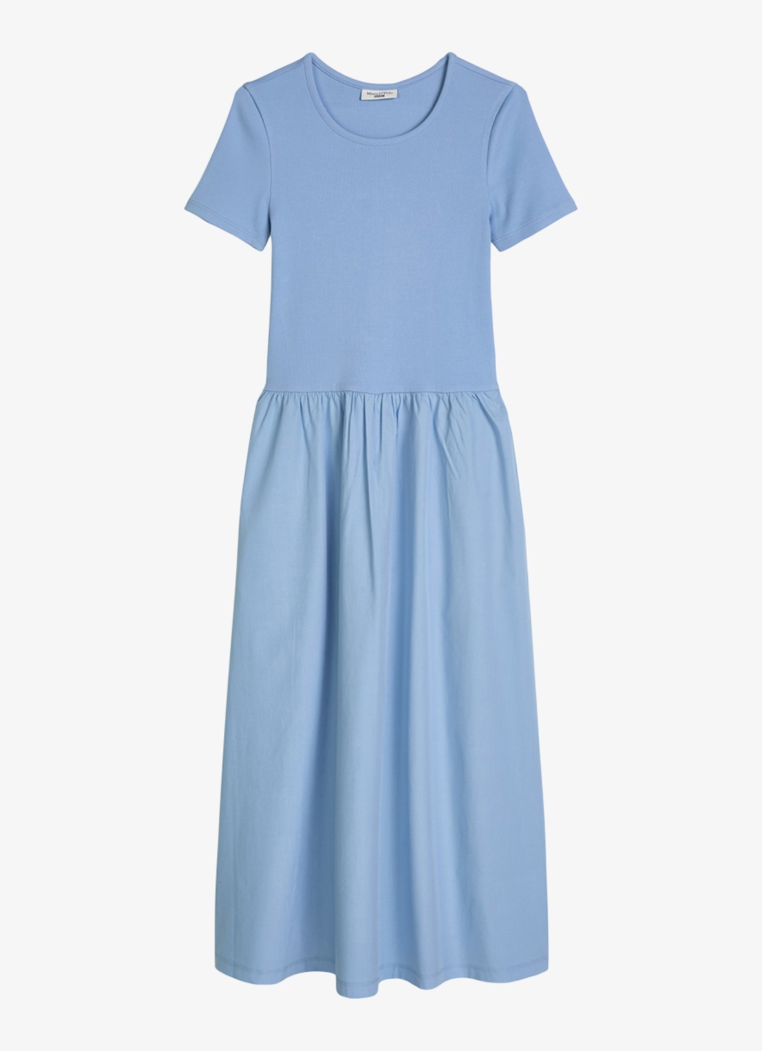 Marc O'Polo Denim Midi jurk met plooien - voorkant 3 medium blue 4840-4840 / blauw