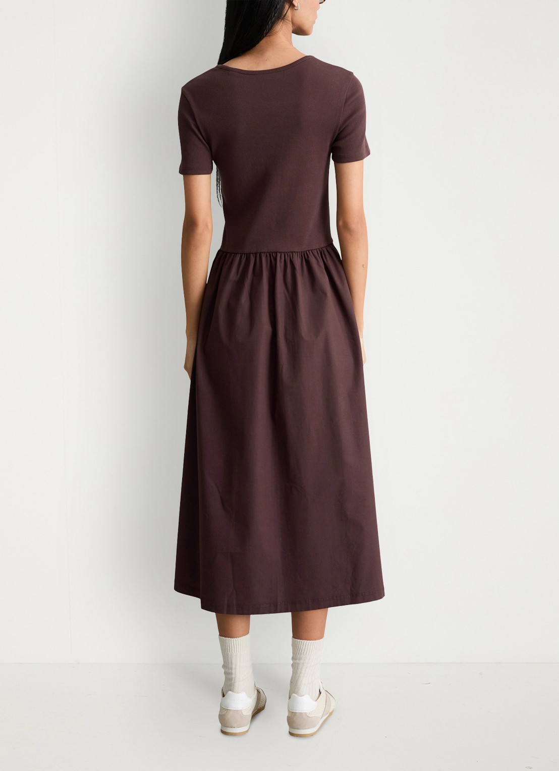 Marc O'Polo Denim Midi jurk met plooien - achterkant burnt aubergine-6929 / paars