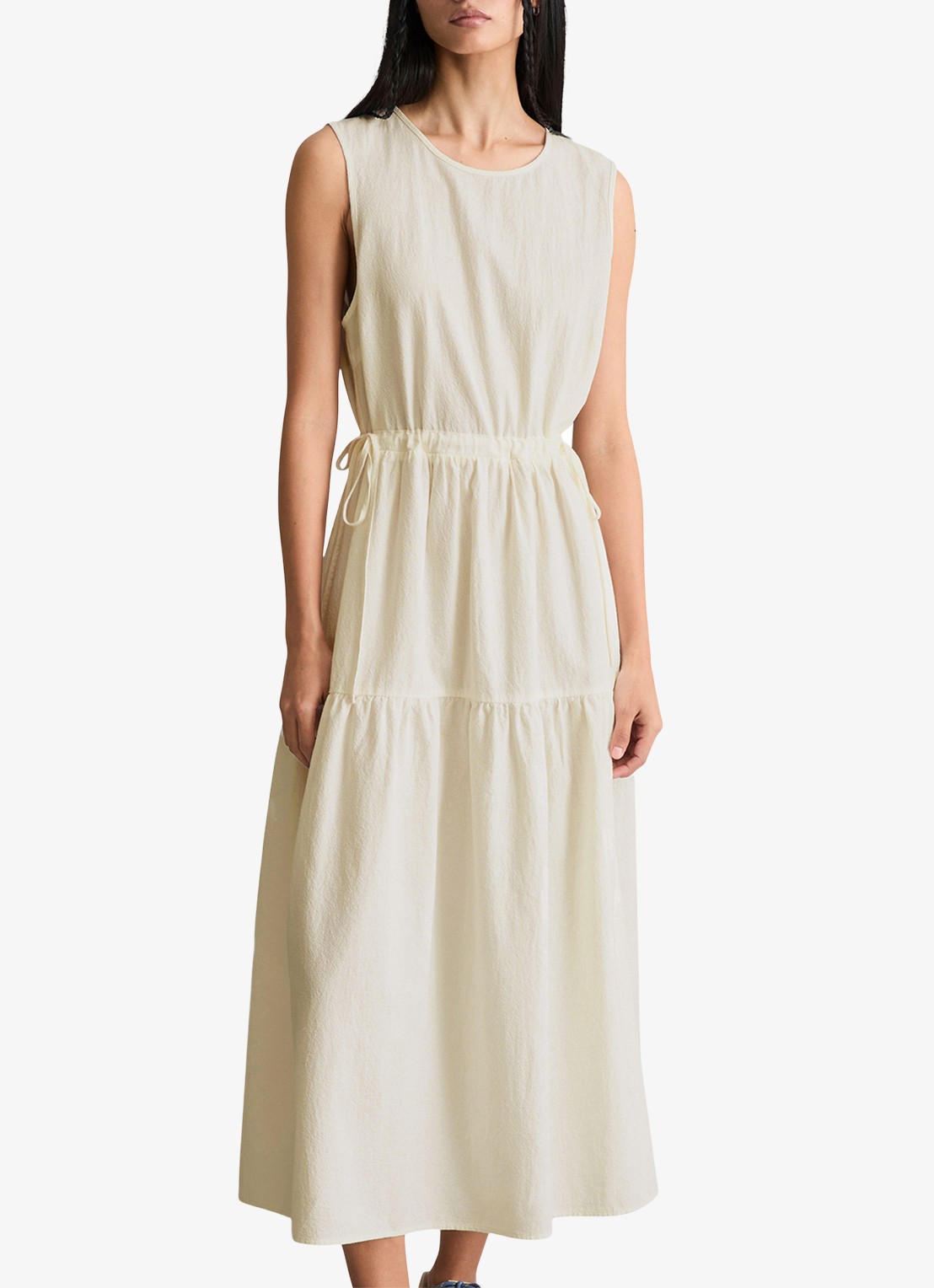 Marc O'Polo Denim Midi jurk met rugdecolleté - detail silky white-1183 / wit