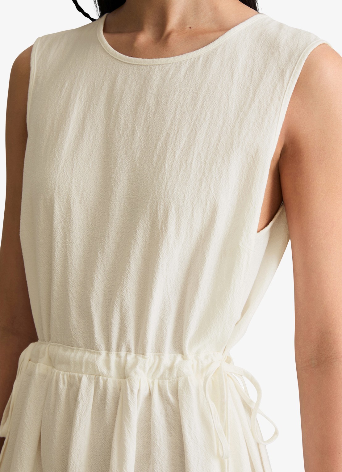 Marc O'Polo Denim Midi jurk met rugdecolleté - detail 2 silky white-1183 / wit