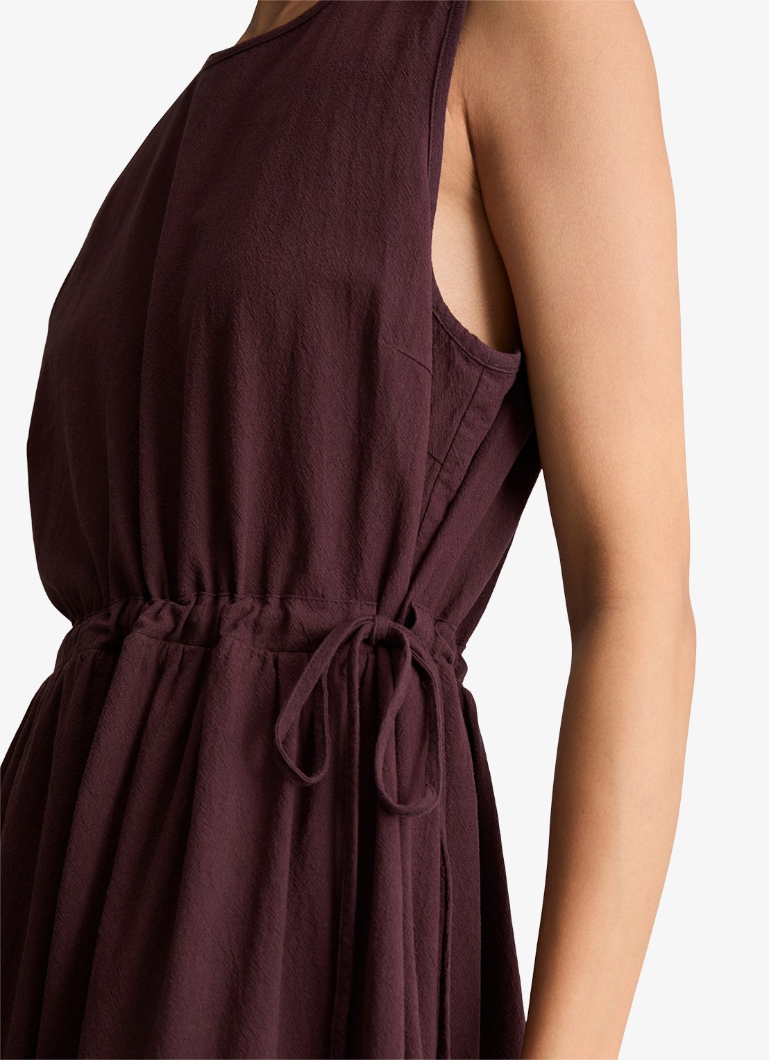 Marc O'Polo Denim Midi jurk met rugdecolleté - detail 4 burnt aubergine-6929 / paars