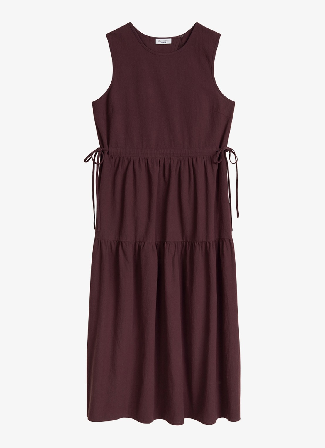 Marc O'Polo Denim Midi jurk met rugdecolleté - voorkant burnt aubergine-6929 / paars