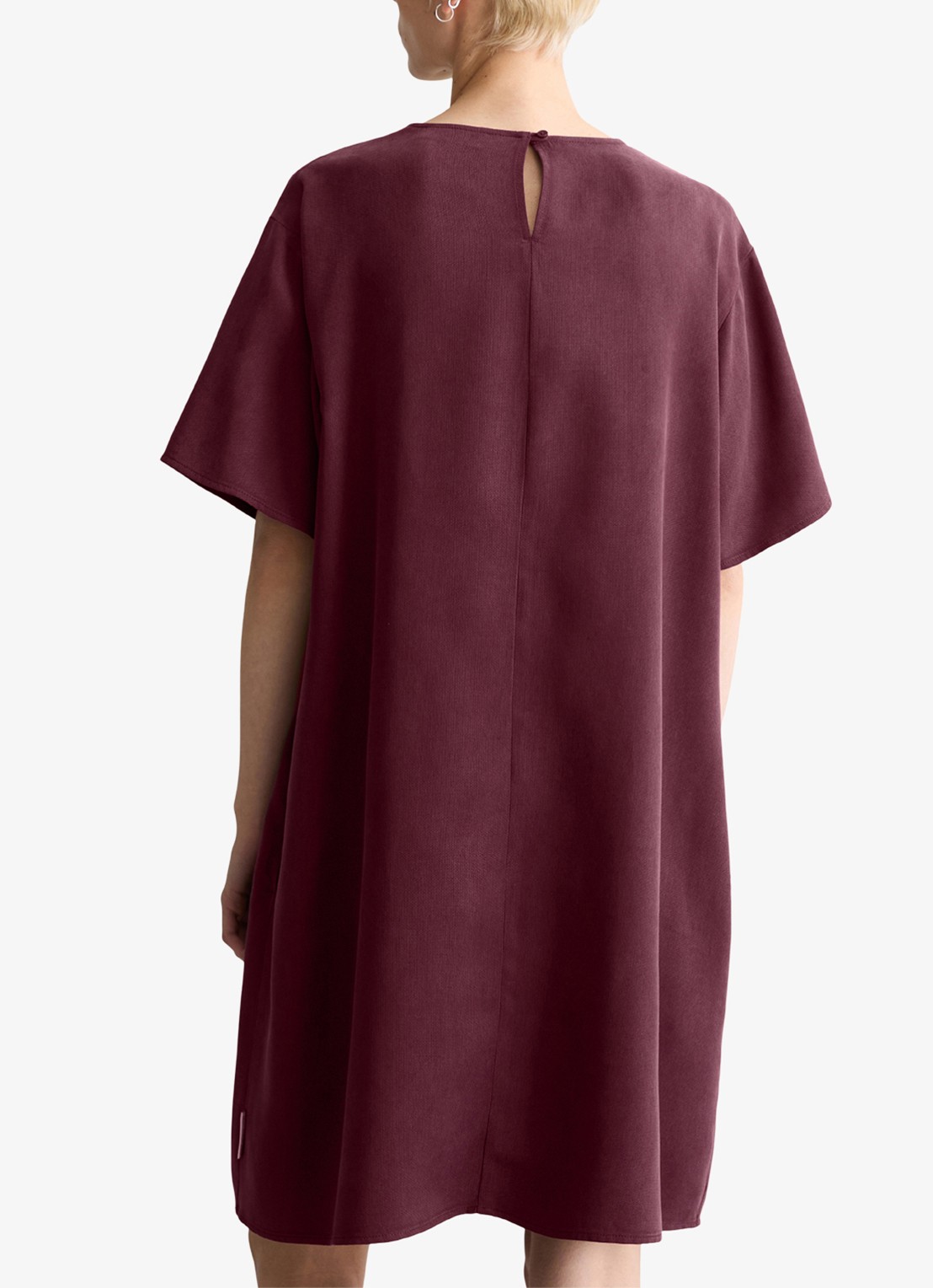 Marc O'Polo Denim Mini jurk met ronde hals - achterkant 5 merlot red/6932