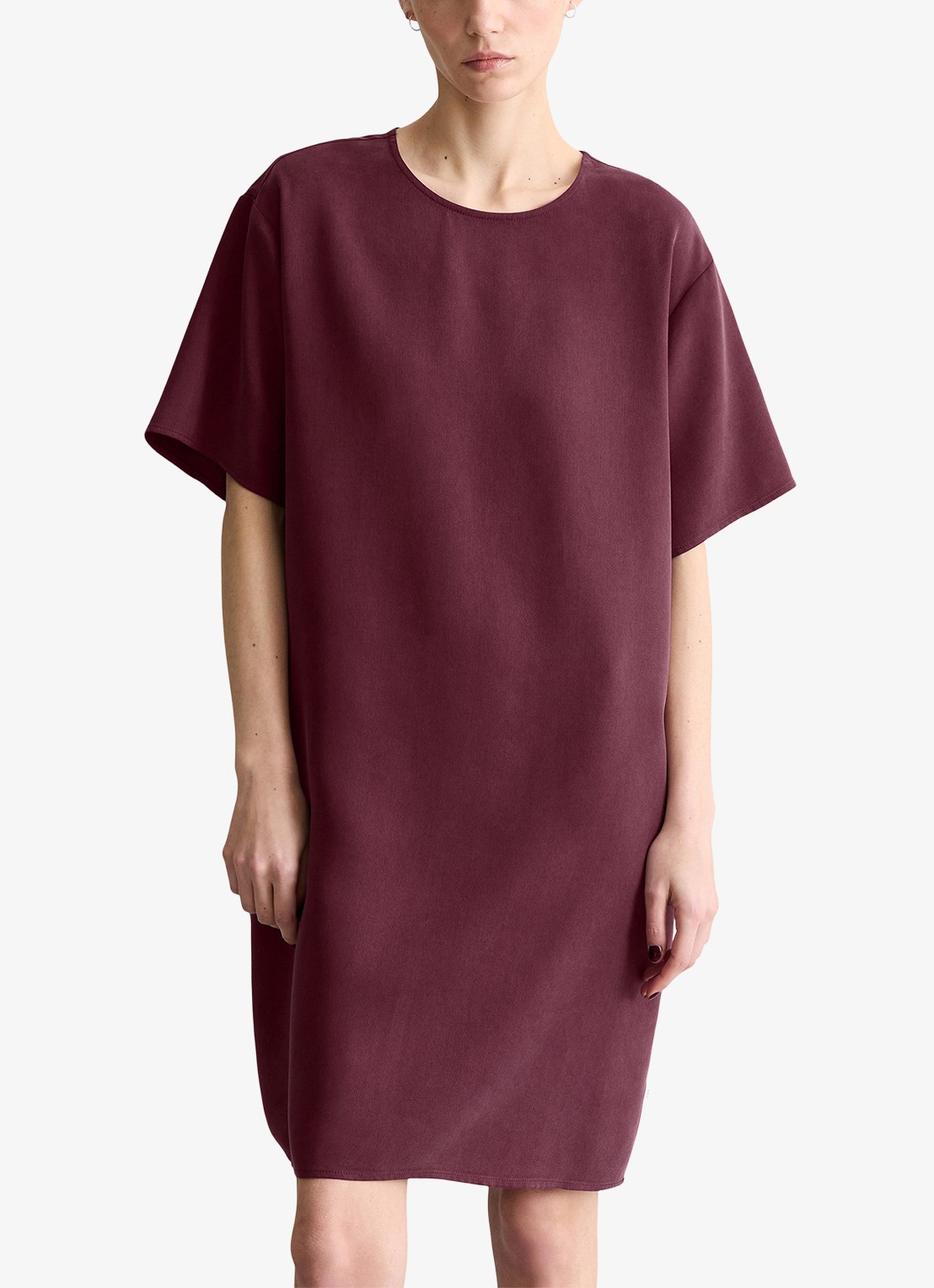 Marc O'Polo Denim Mini jurk met ronde hals - detail merlot red/6932