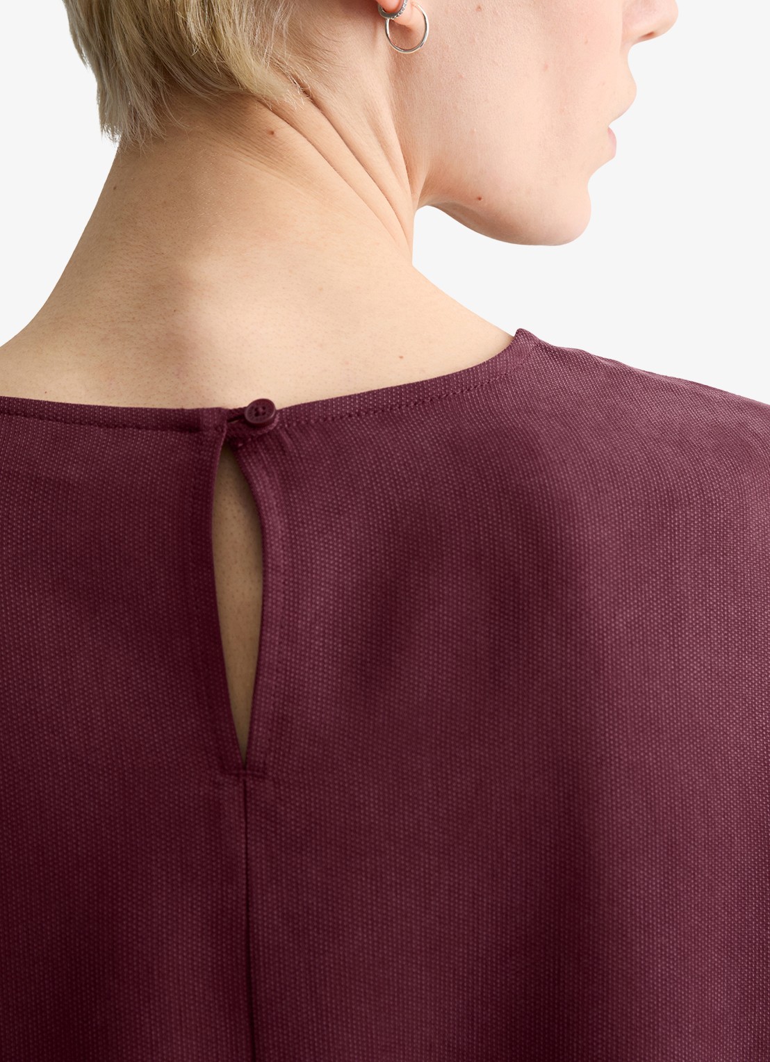 Marc O'Polo Denim Mini jurk met ronde hals - detail 2 merlot red/6932