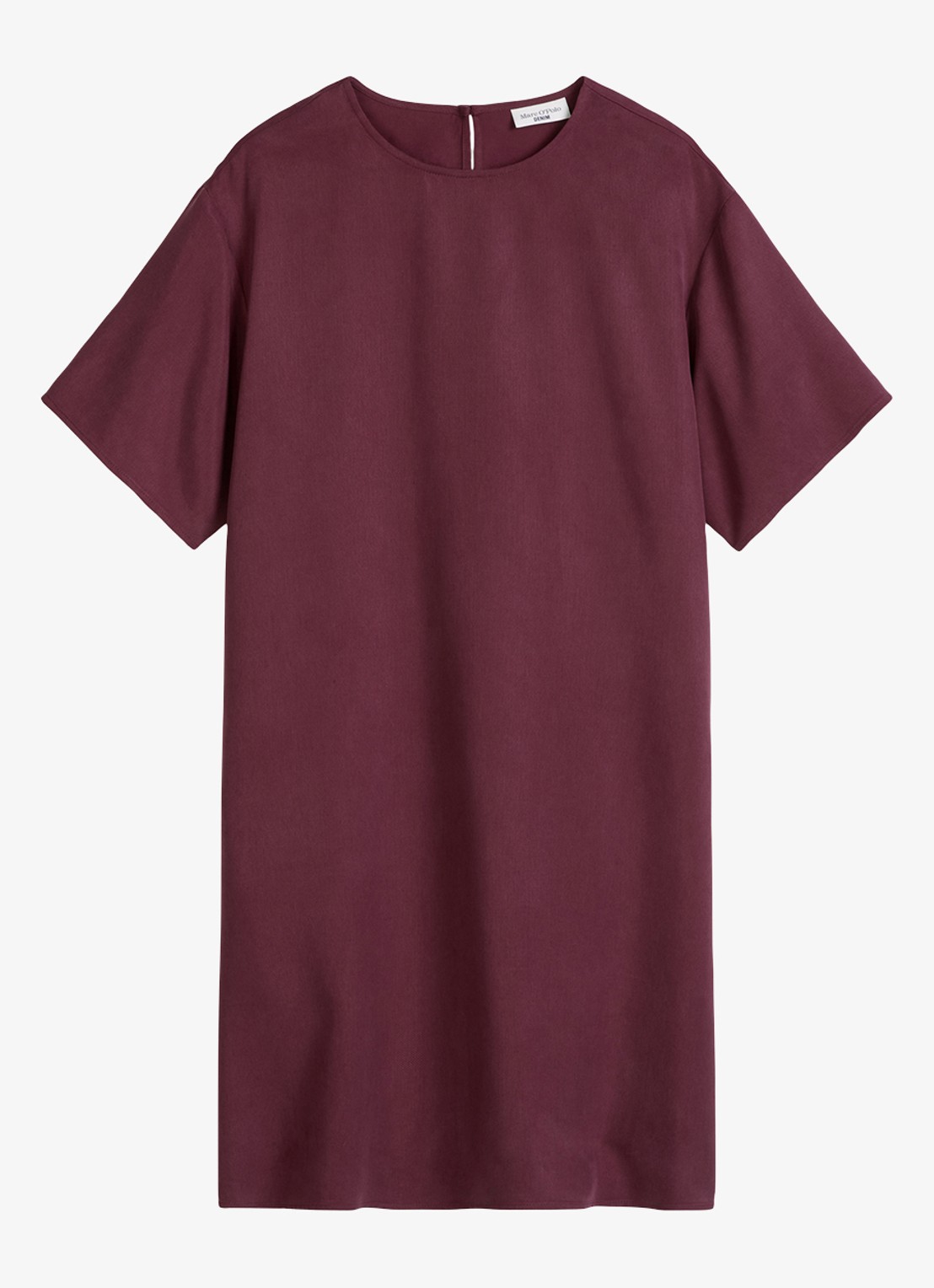 Marc O'Polo Denim Mini jurk met ronde hals - voorkant 3 merlot red/6932