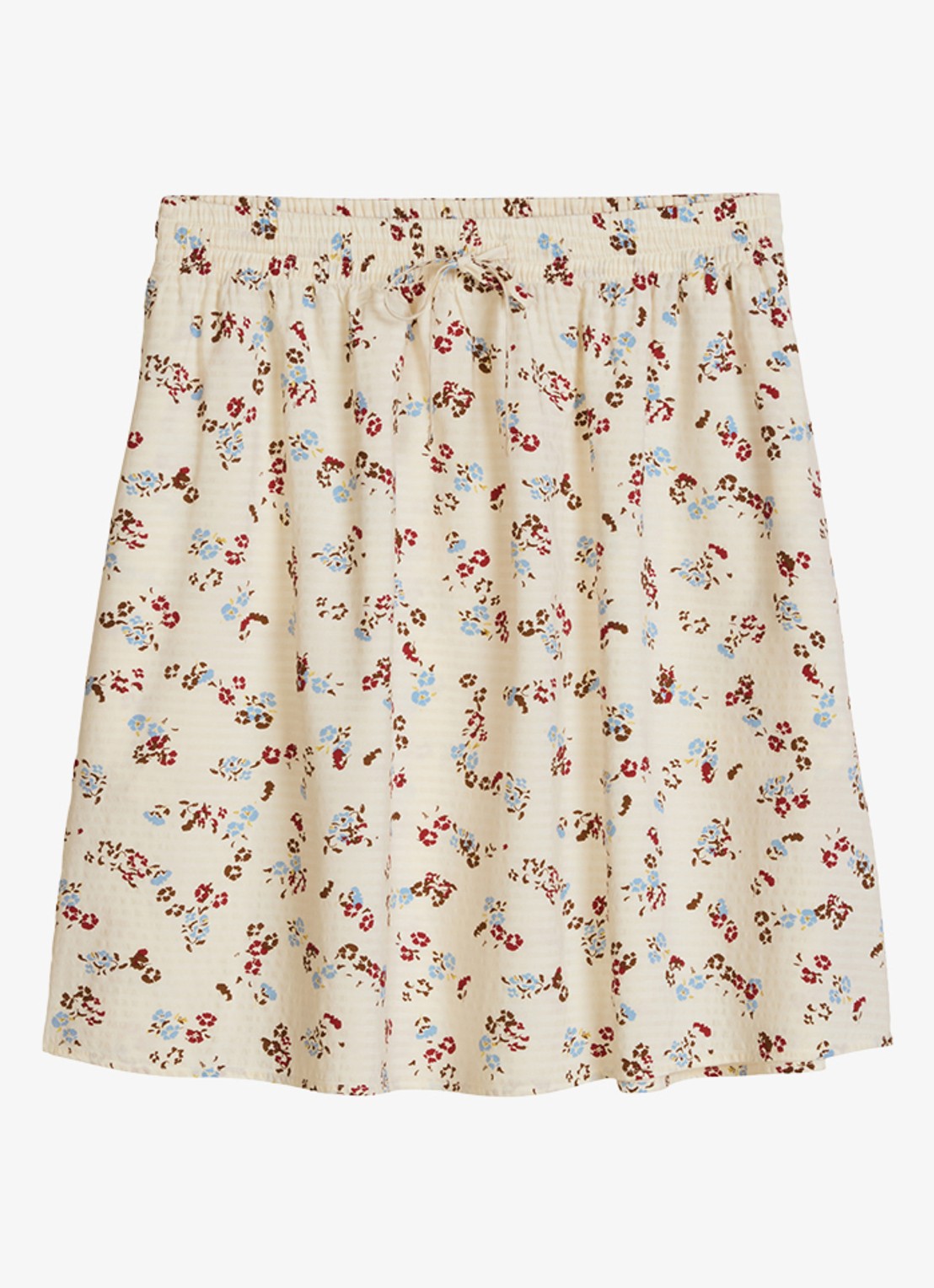 Marc O'Polo Denim Mini rok met print en elastische band - voorkant 4 offwhite_multi_01-1257 / wit