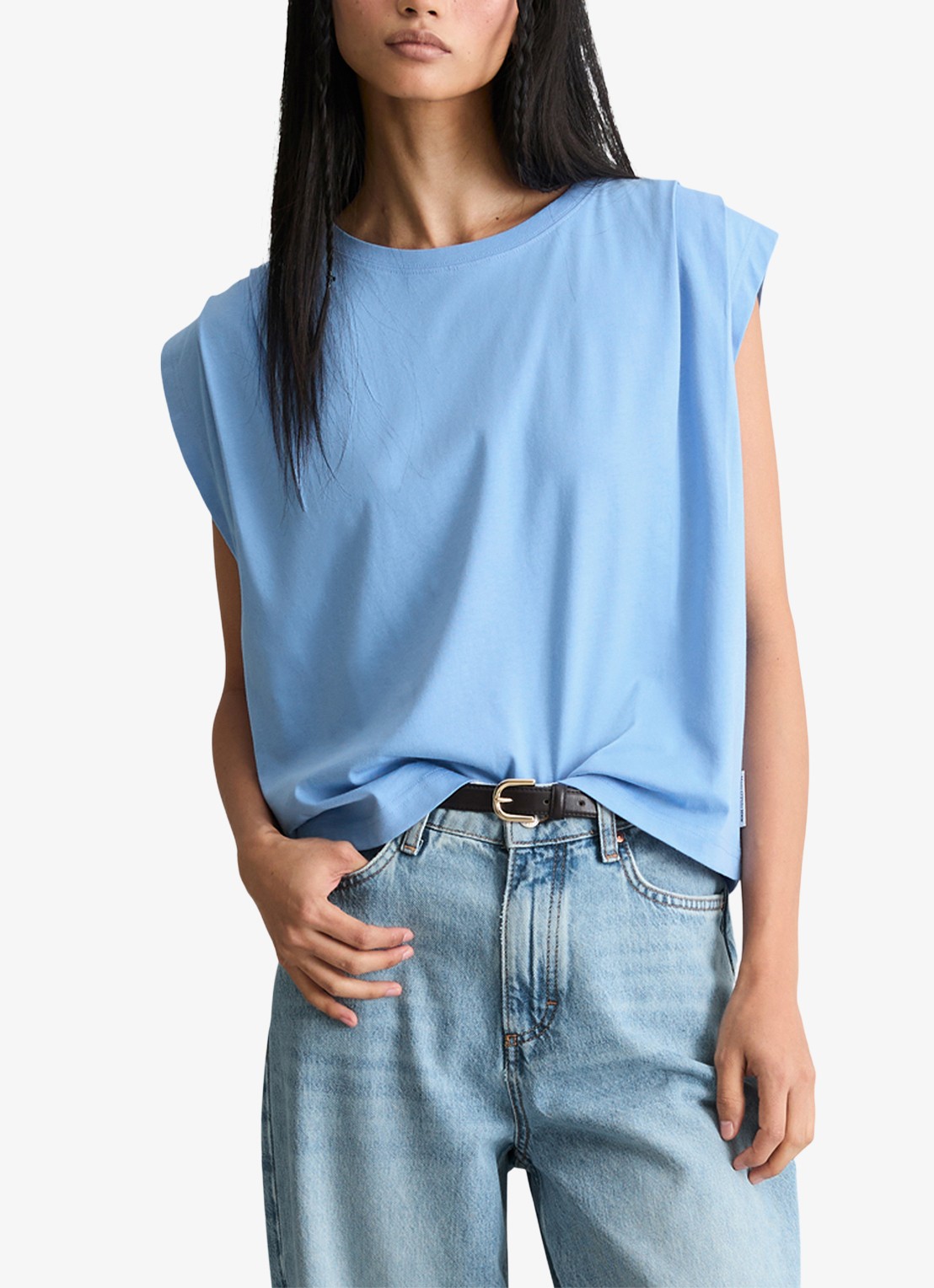 Marc O'Polo Denim Oversized T-shirt met ronde hals - detail 3 medium blue 4840-4840 / blauw