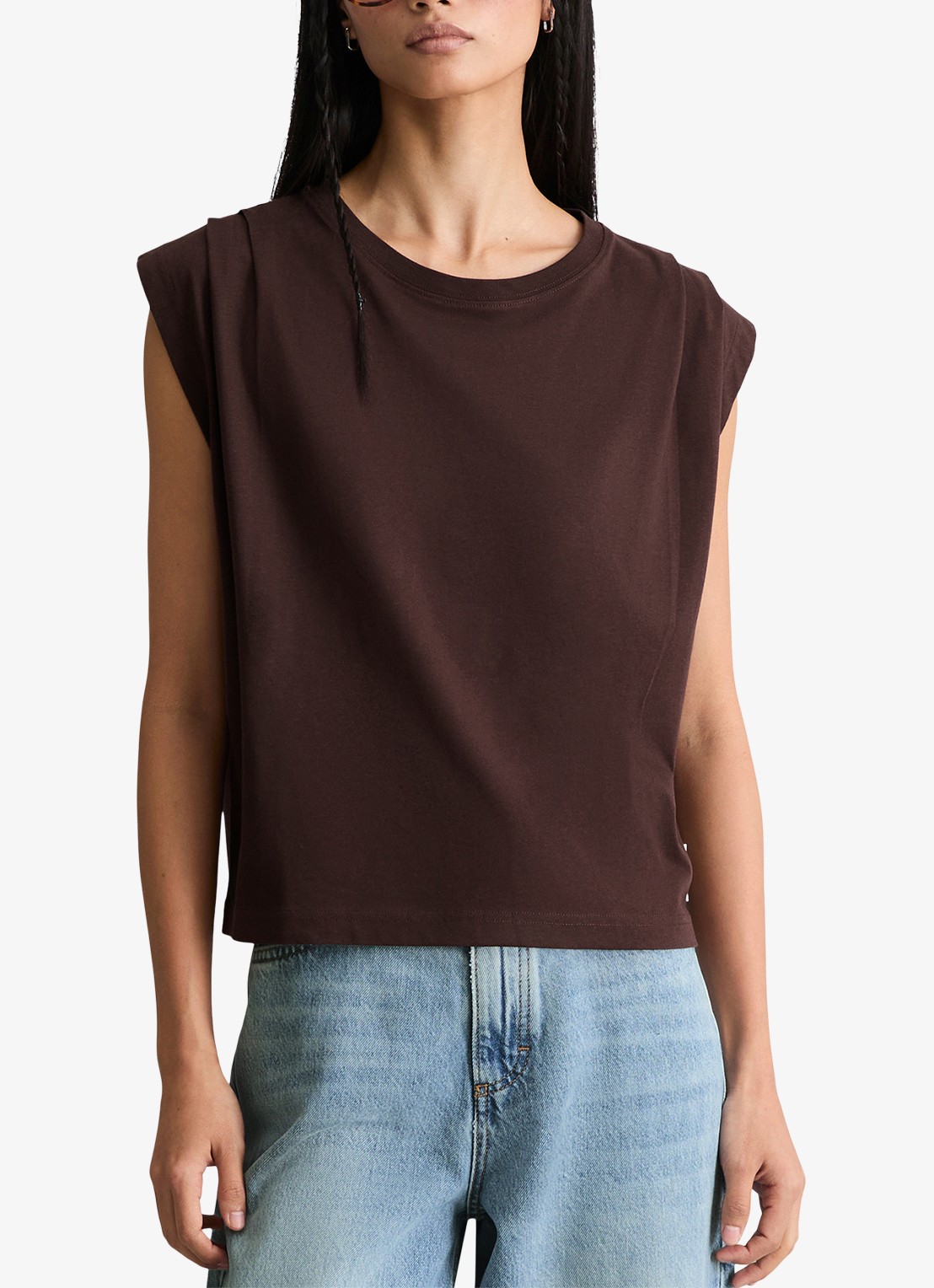 Marc O'Polo Denim Oversized T-shirt met ronde hals - detail 2 burnt aubergine-6929 / paars