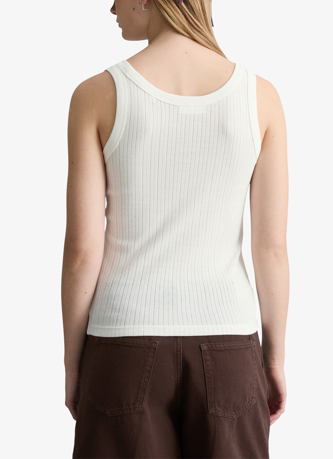 Marc O'Polo Denim Pointelle tank top van katoen - achterkant silky white-1183 / wit