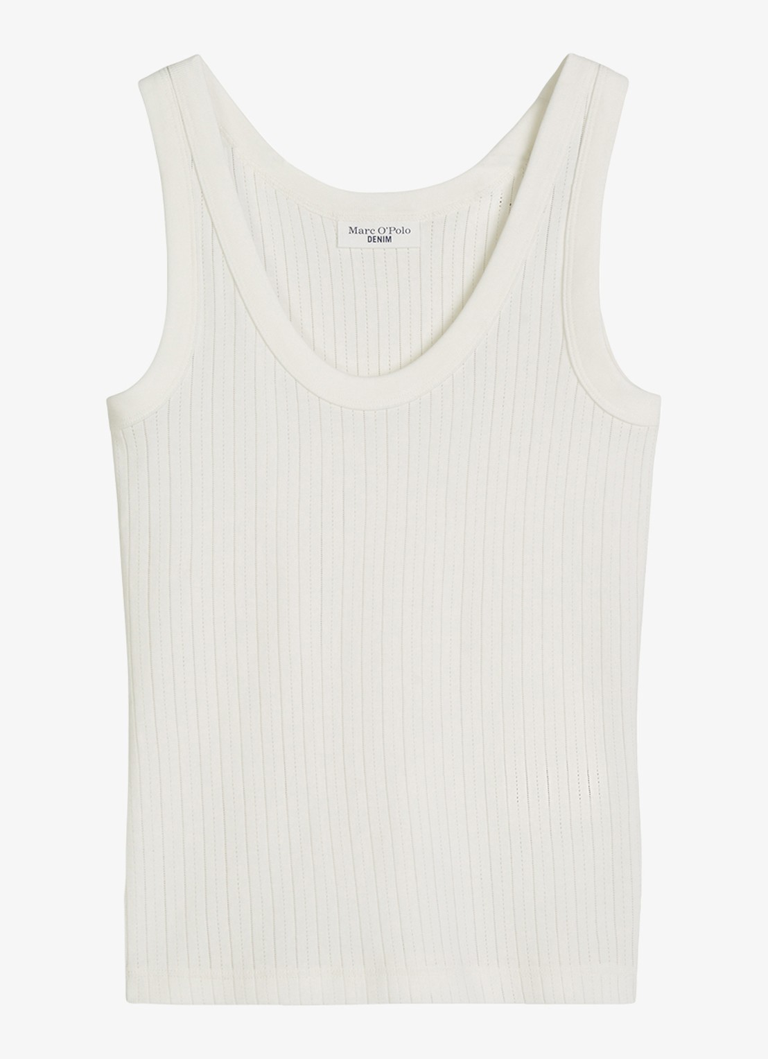 Marc O'Polo Denim Pointelle tank top van katoen - voorkant 2 silky white-1183 / wit