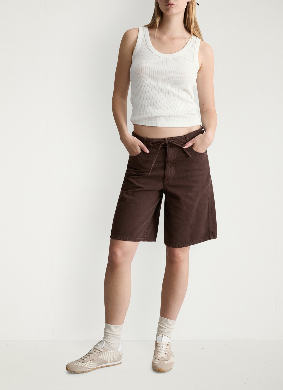 Marc O'Polo Denim Pointelle tank top van katoen - voorkant 3 silky white-1183 / wit