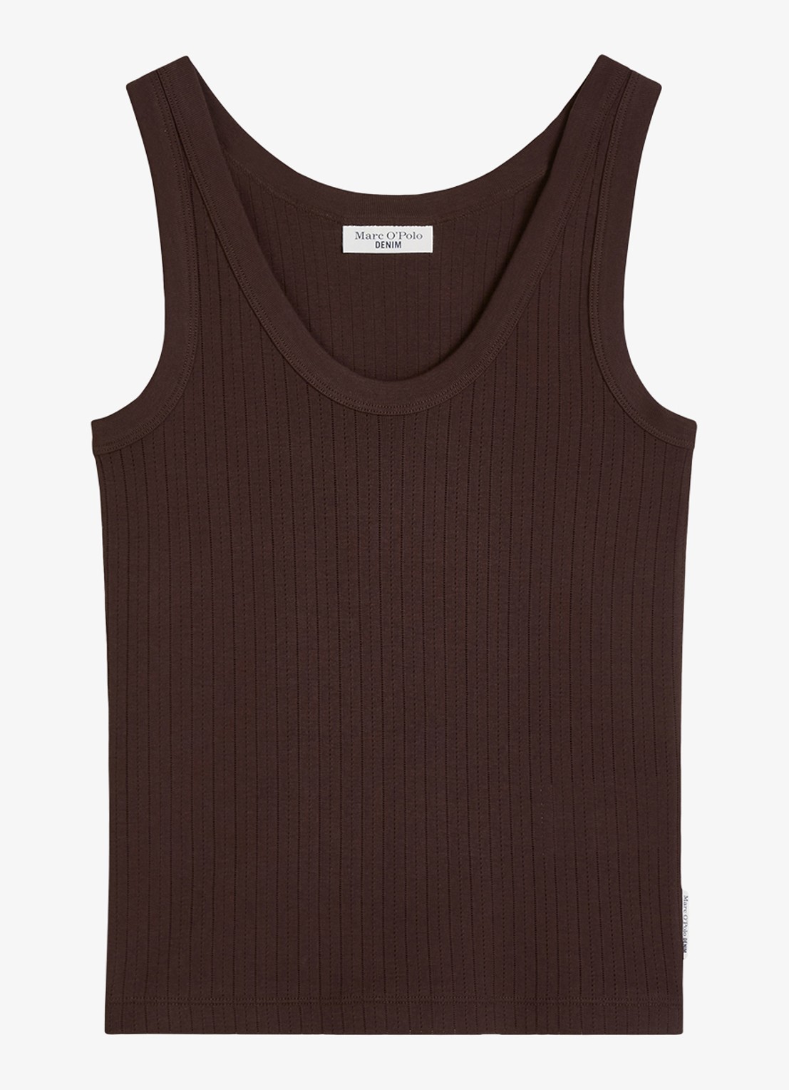 Marc O'Polo Denim Pointelle tank top van katoen - voorkant burnt aubergine-6929 / paars