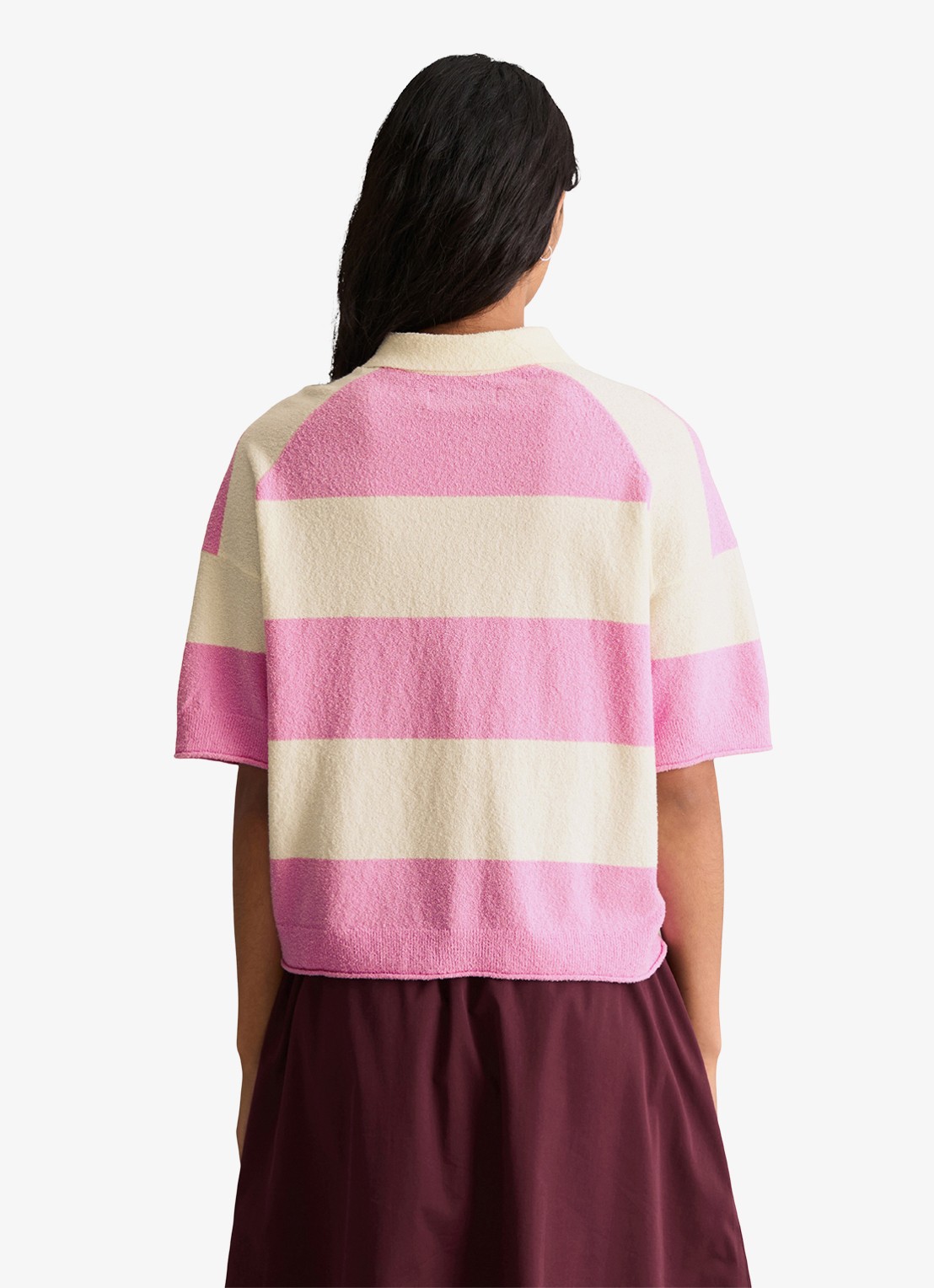 Marc O'Polo Denim Polo met streepprint - achterkant 5 light pink/8375