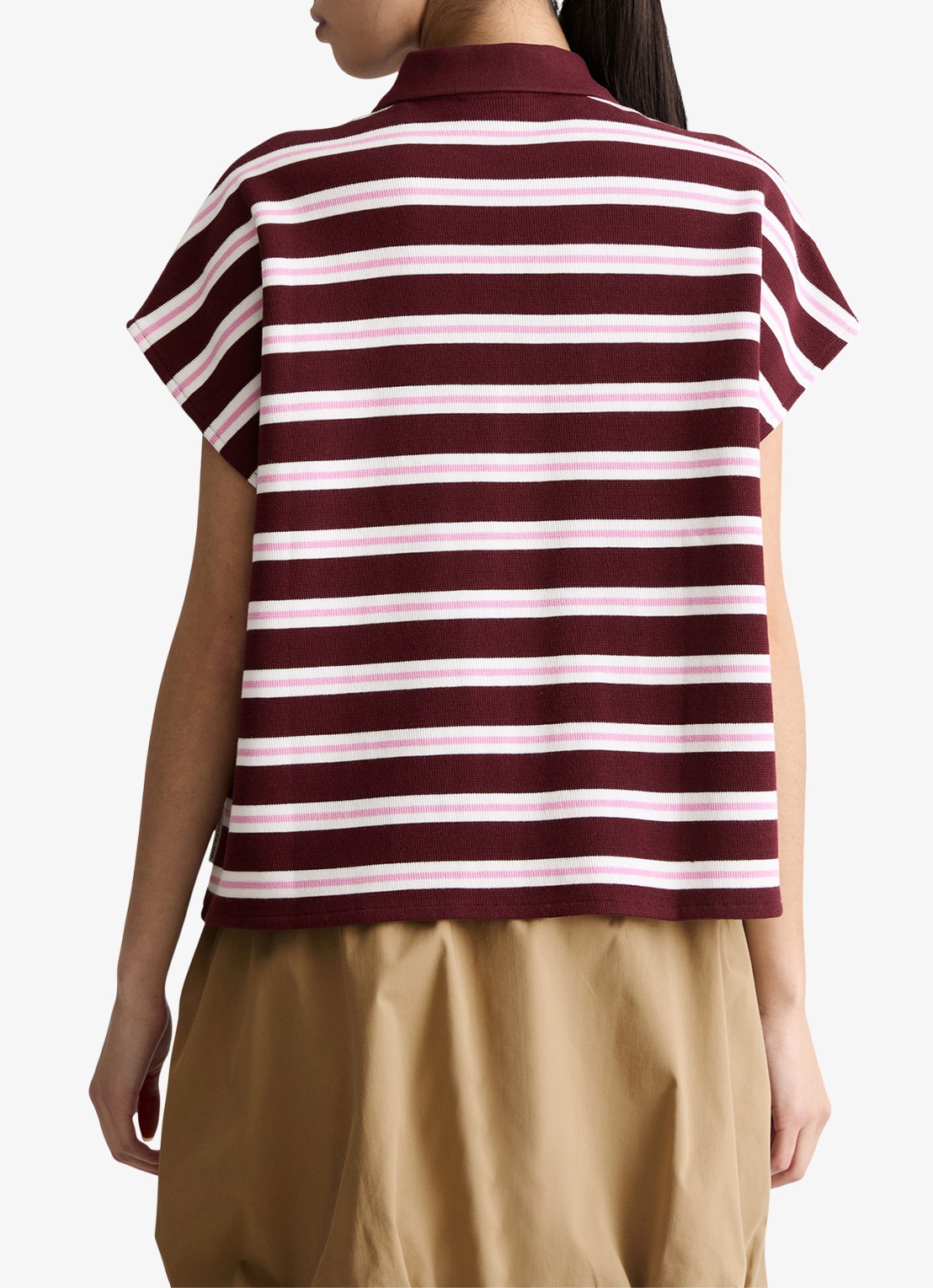 Marc O'Polo Denim Polo met streepprint - achterkant dark red/7026