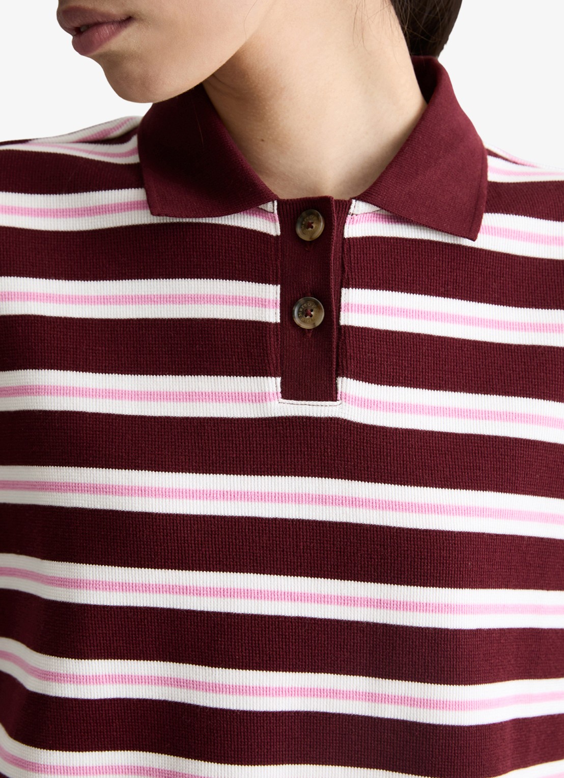Marc O'Polo Denim Polo met streepprint - detail 3 dark red/7026