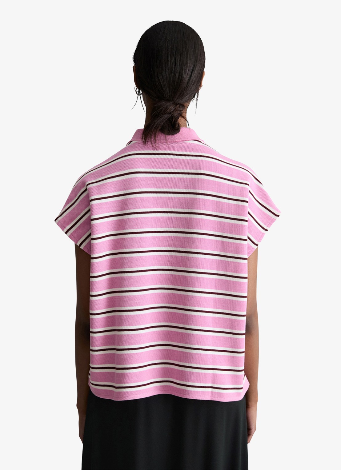 Marc O'Polo Denim Polo met streepprint - achterkant 3 light pink/8375