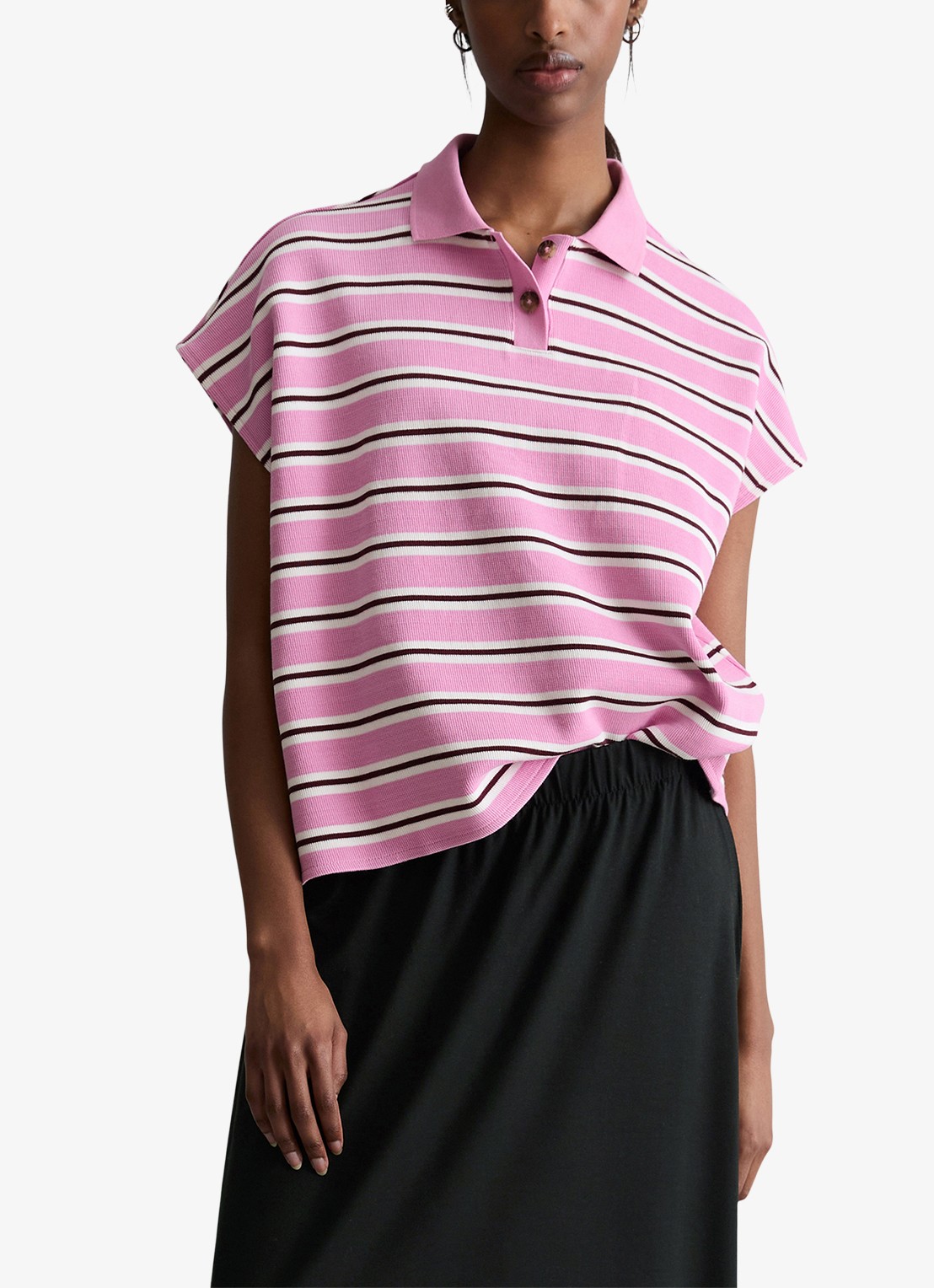 Marc O'Polo Denim Polo met streepprint - detail 4 light pink/8375