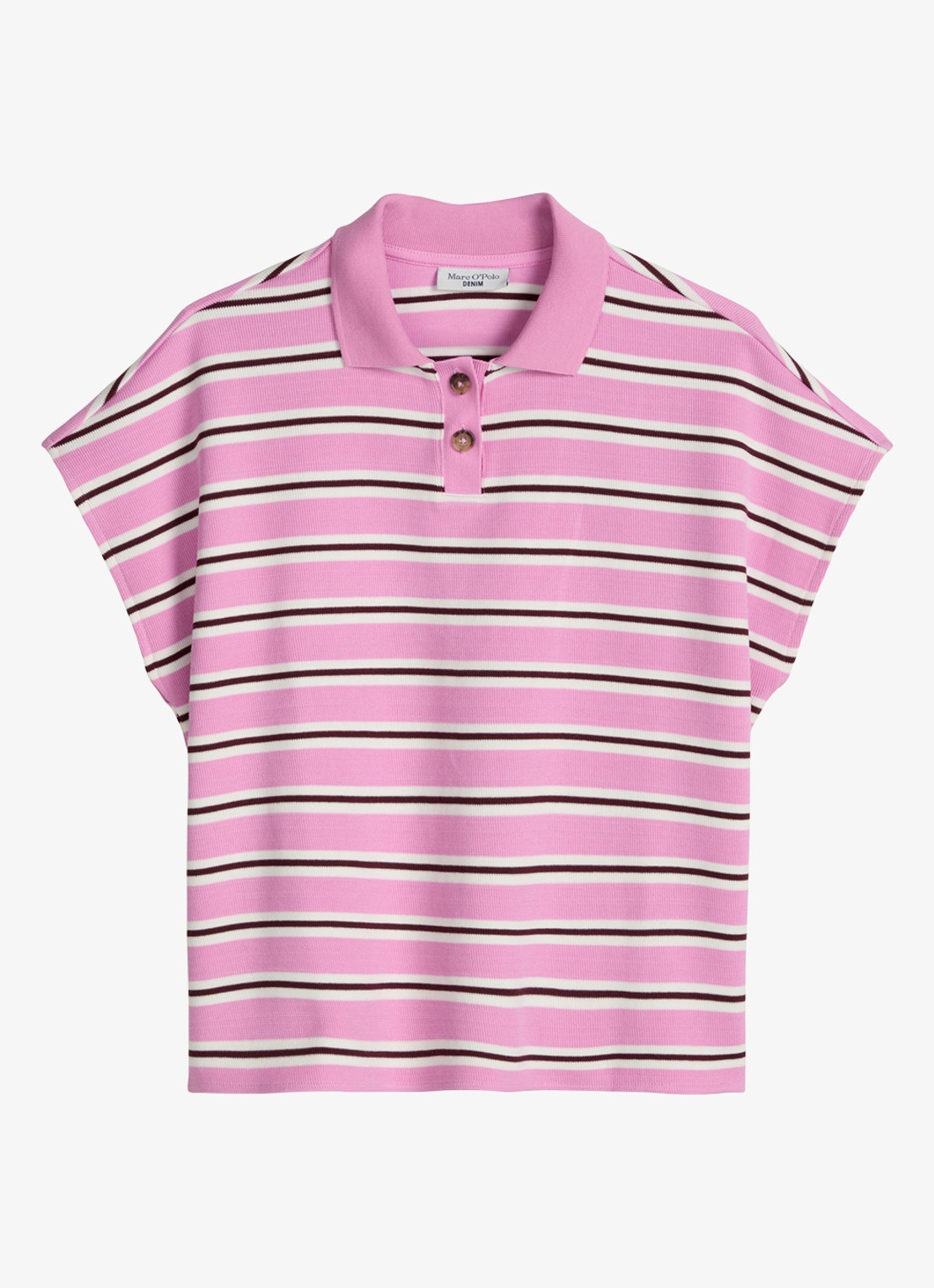 Marc O'Polo Denim Polo met streepprint - voorkant light pink/8375
