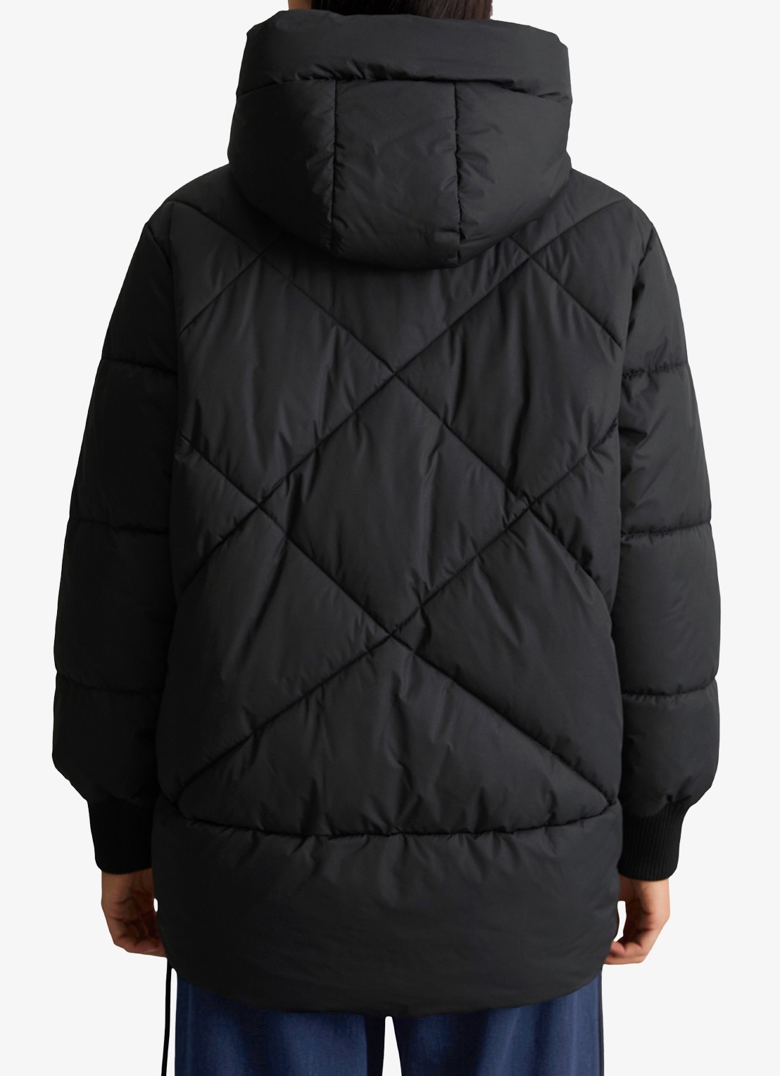 Marc O'Polo Denim Puffer jas met capuchon - achterkant 3 zwart
