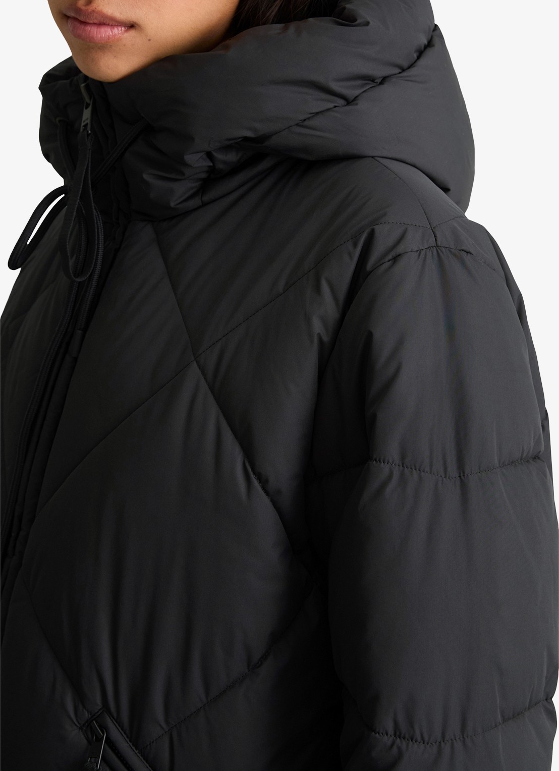 Marc O'Polo Denim Puffer jas met capuchon - detail 2 zwart