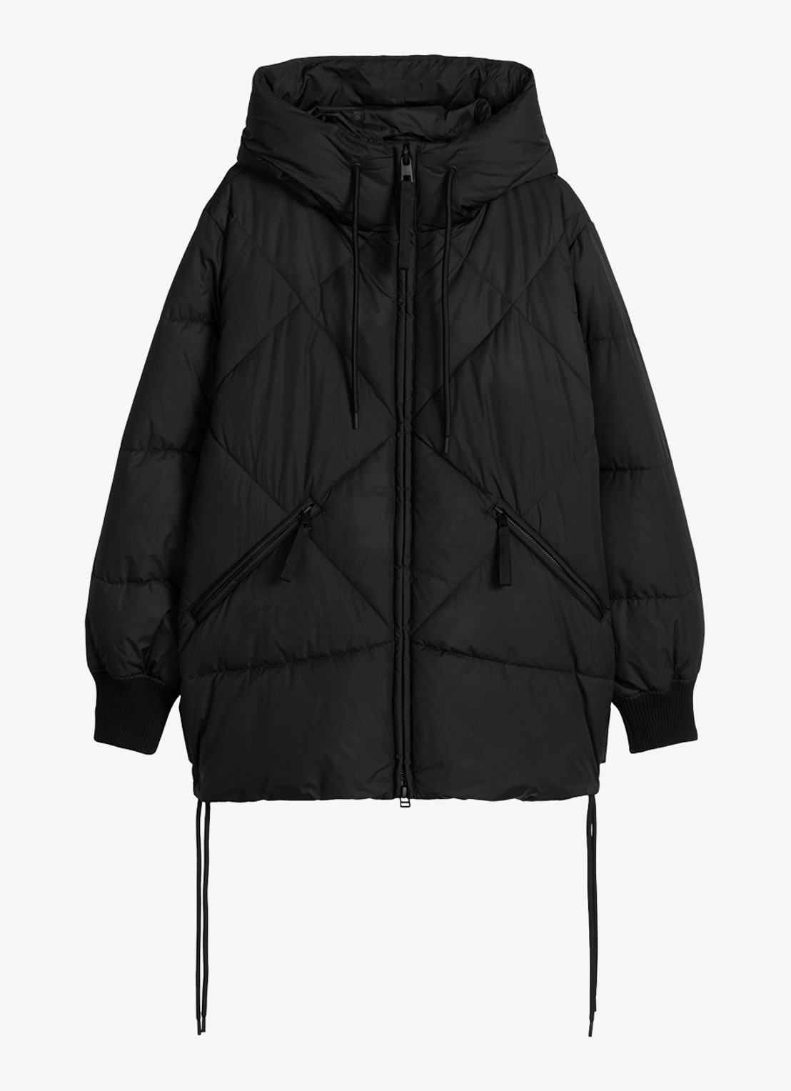 Marc O'Polo Denim Puffer jas met capuchon - voorkant 4 zwart