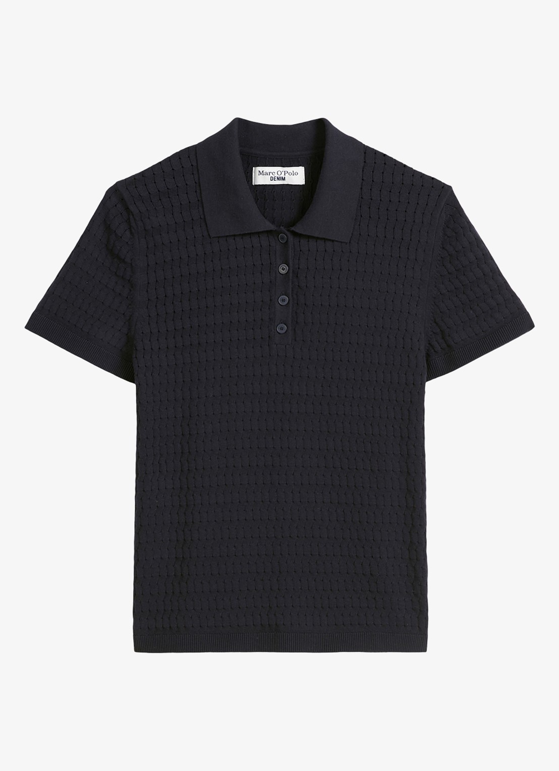 Marc O'Polo Denim Pullover van  katoen met structuur - voorkant donkerblauw