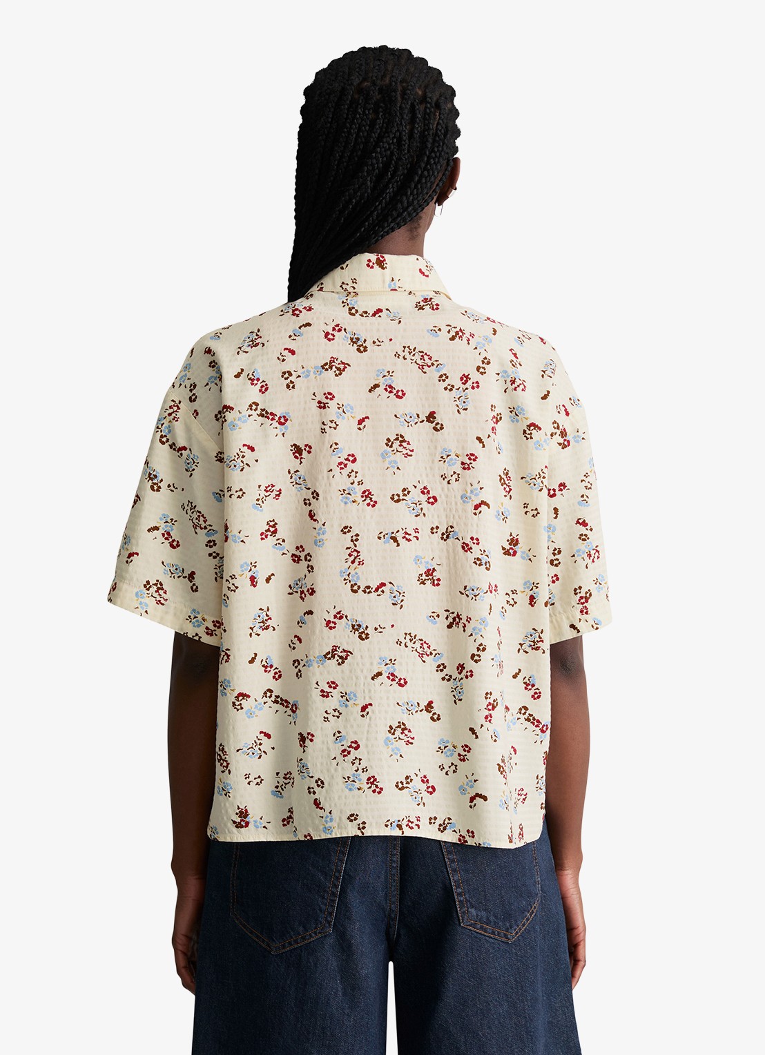 Marc O'Polo Denim Relaxed fit overshirt met bloemenprint - achterkant 3 offwhite multi 01-1257 / wit