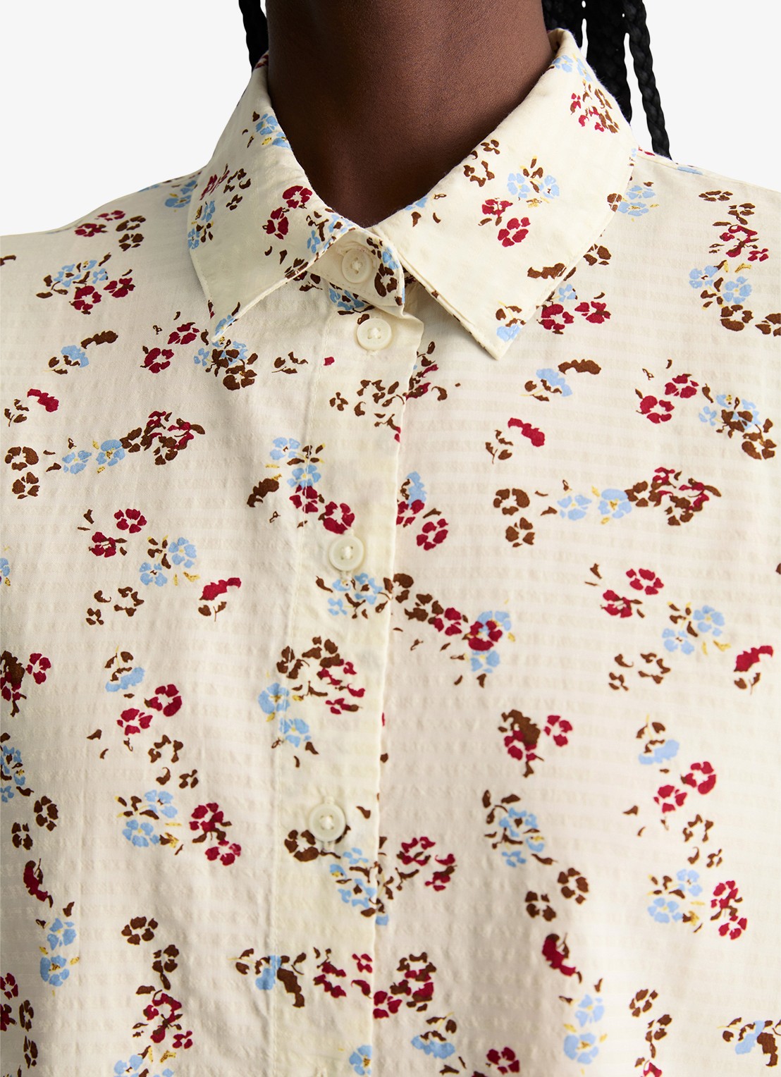 Marc O'Polo Denim Relaxed fit overshirt met bloemenprint - detail 2 offwhite multi 01-1257 / wit