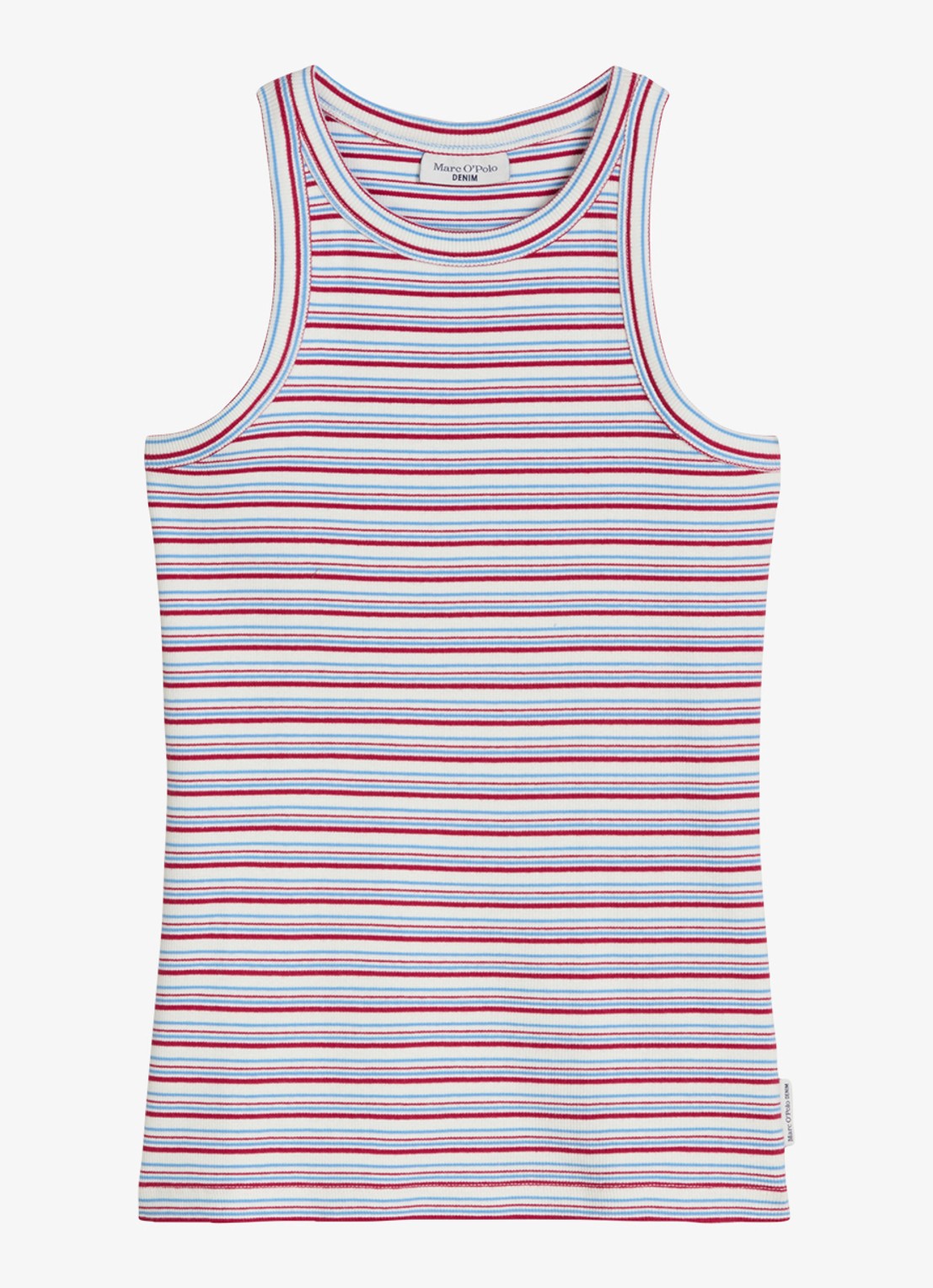 Marc O'Polo Denim Ribgebreide tanktop met streepprint - voorkant 2 donkerrood