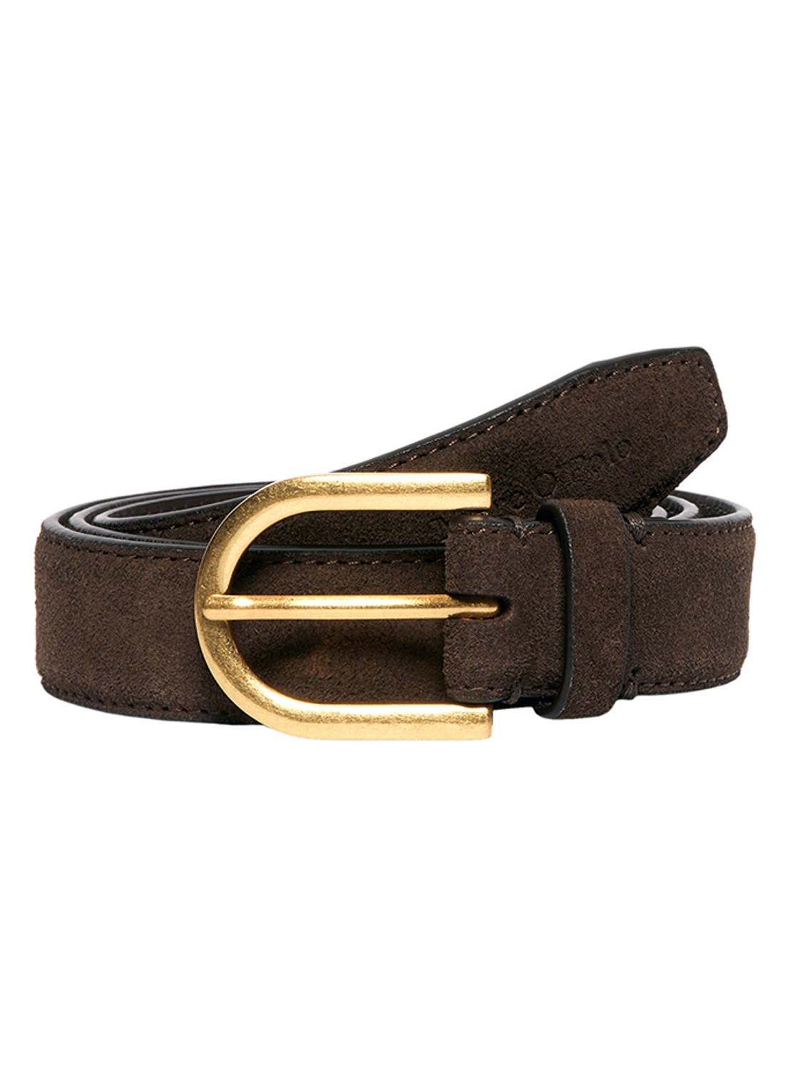Marc O'Polo Denim Riem van suède - voorkant donkerbruin