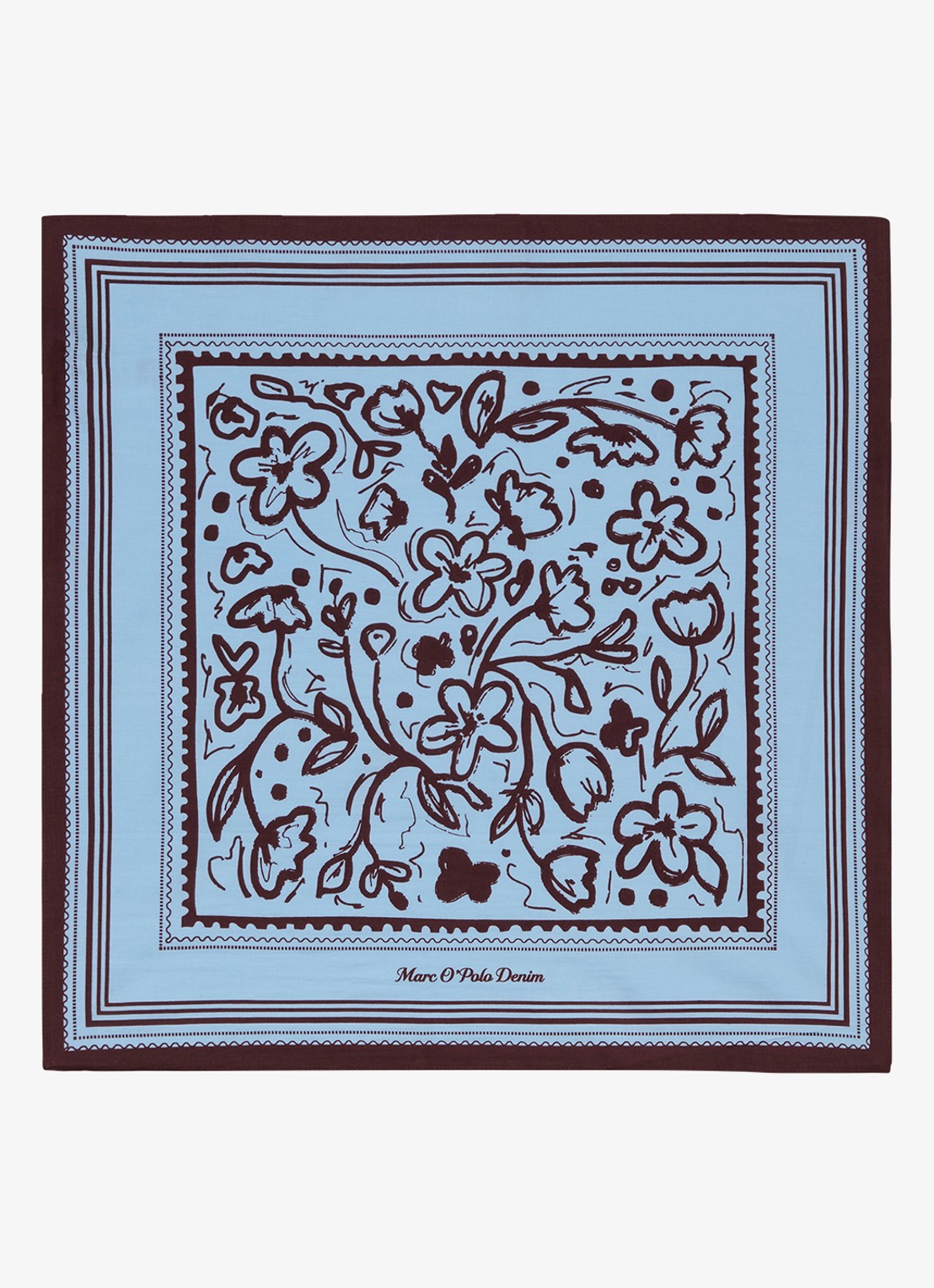 Marc O'Polo Denim Sjaal met bloemenprint - voorkant lichtblauw