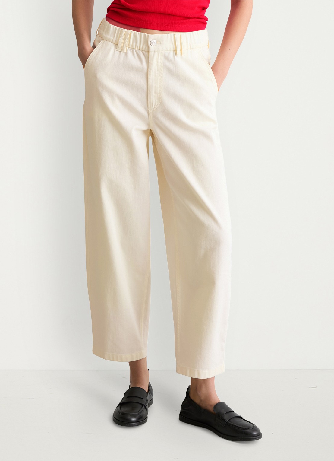 Marc O'Polo Denim Straight fit cropped jeans met gekleurde wassing - detail 2 beige