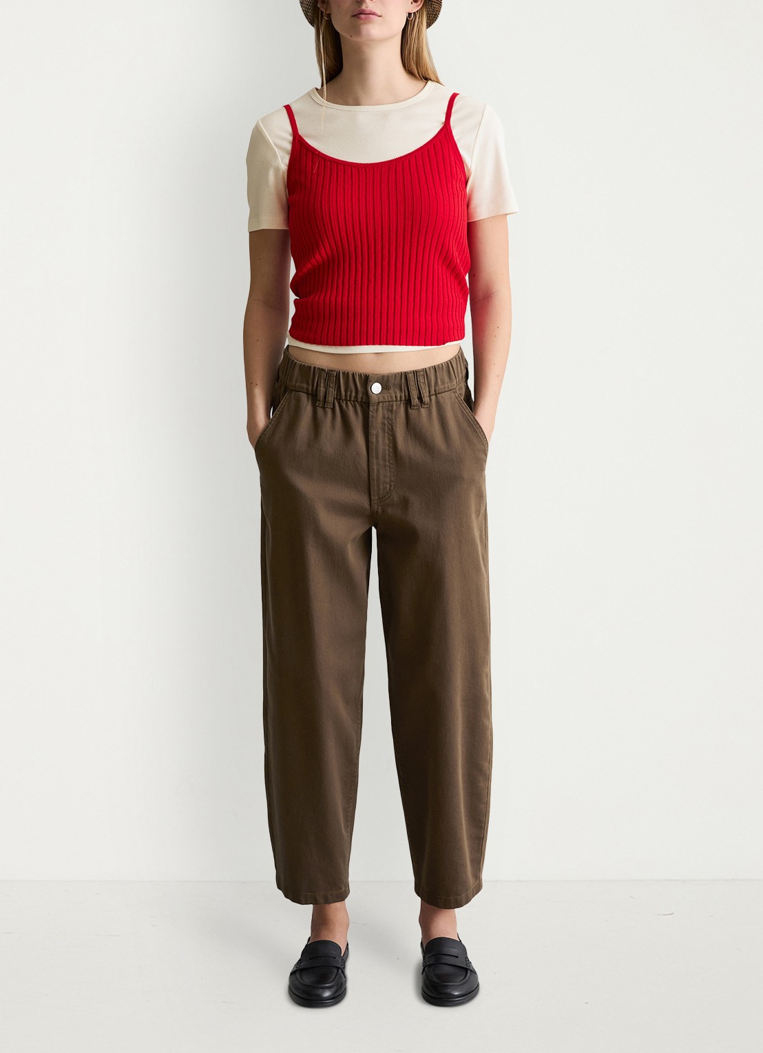 Marc O'Polo Denim Straight fit cropped jeans met gekleurde wassing - voorkant 5 bruin