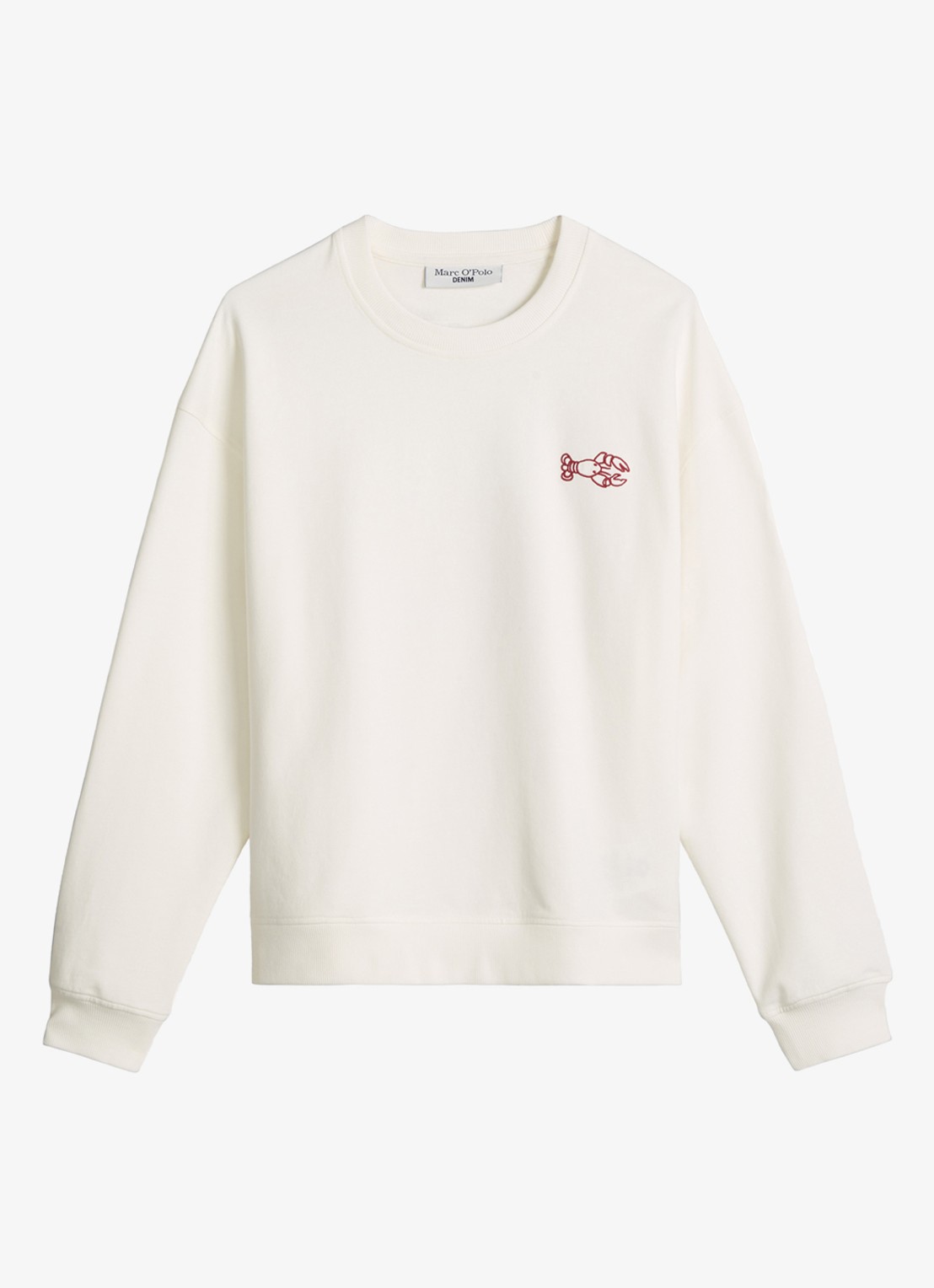 Marc O'Polo Denim Sweater met front- en backprint - voorkant silky white-1183 / wit