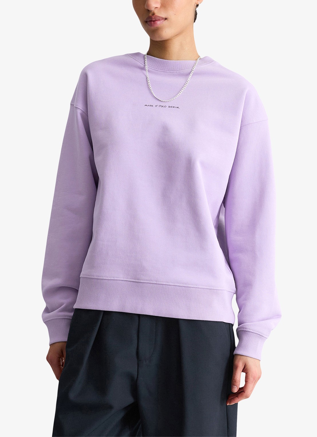 Marc O'Polo Denim Sweater met logo- en backprint - detail 2 paars