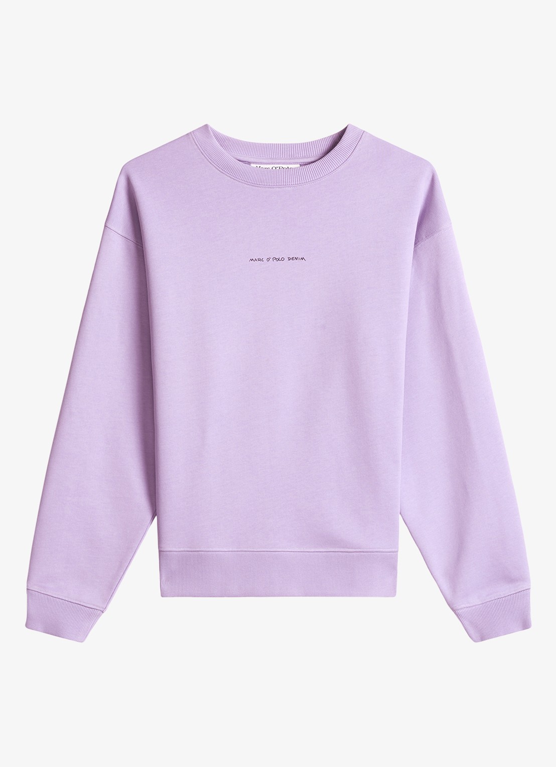 Marc O'Polo Denim Sweater met logo- en backprint - voorkant 4 paars
