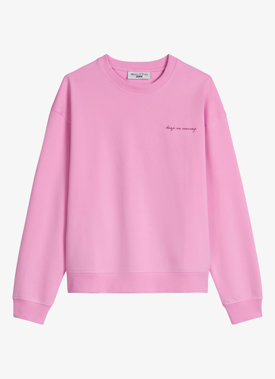 Marc O'Polo Denim Sweater met logo- en backprint - voorkant pale bubblegum/8205