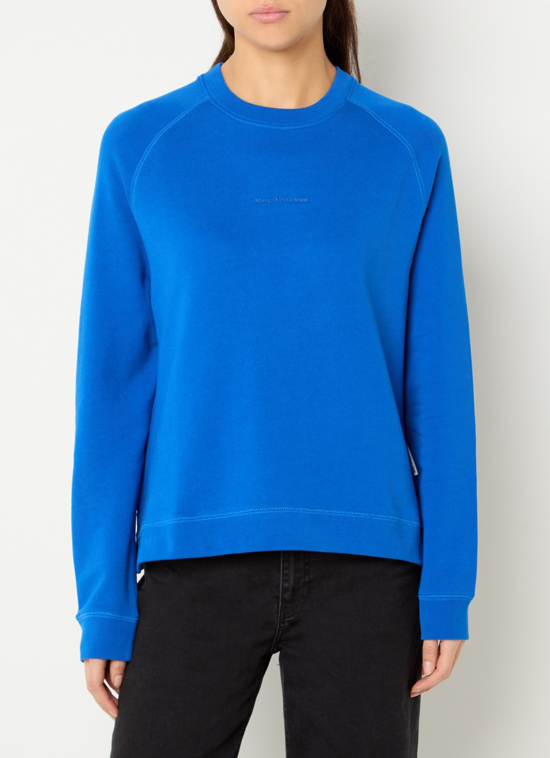 Marc O'Polo Denim Sweater met logo - detail 4 kobaltblauw