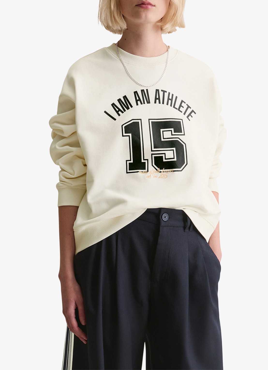 Marc O'Polo Denim Sweater met logoprint - detail 4 gebroken wit