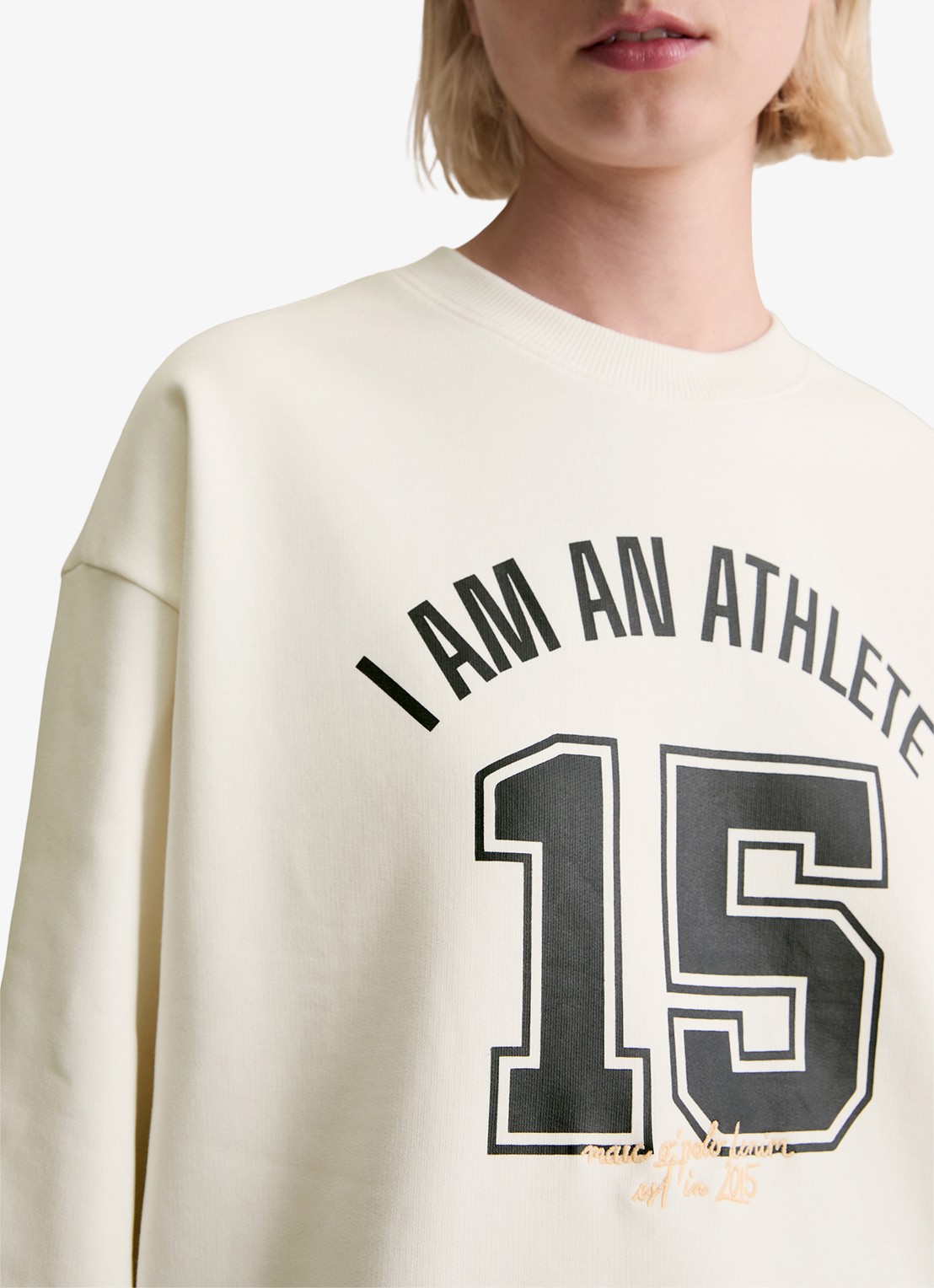 Marc O'Polo Denim Sweater met logoprint - detail 5 gebroken wit