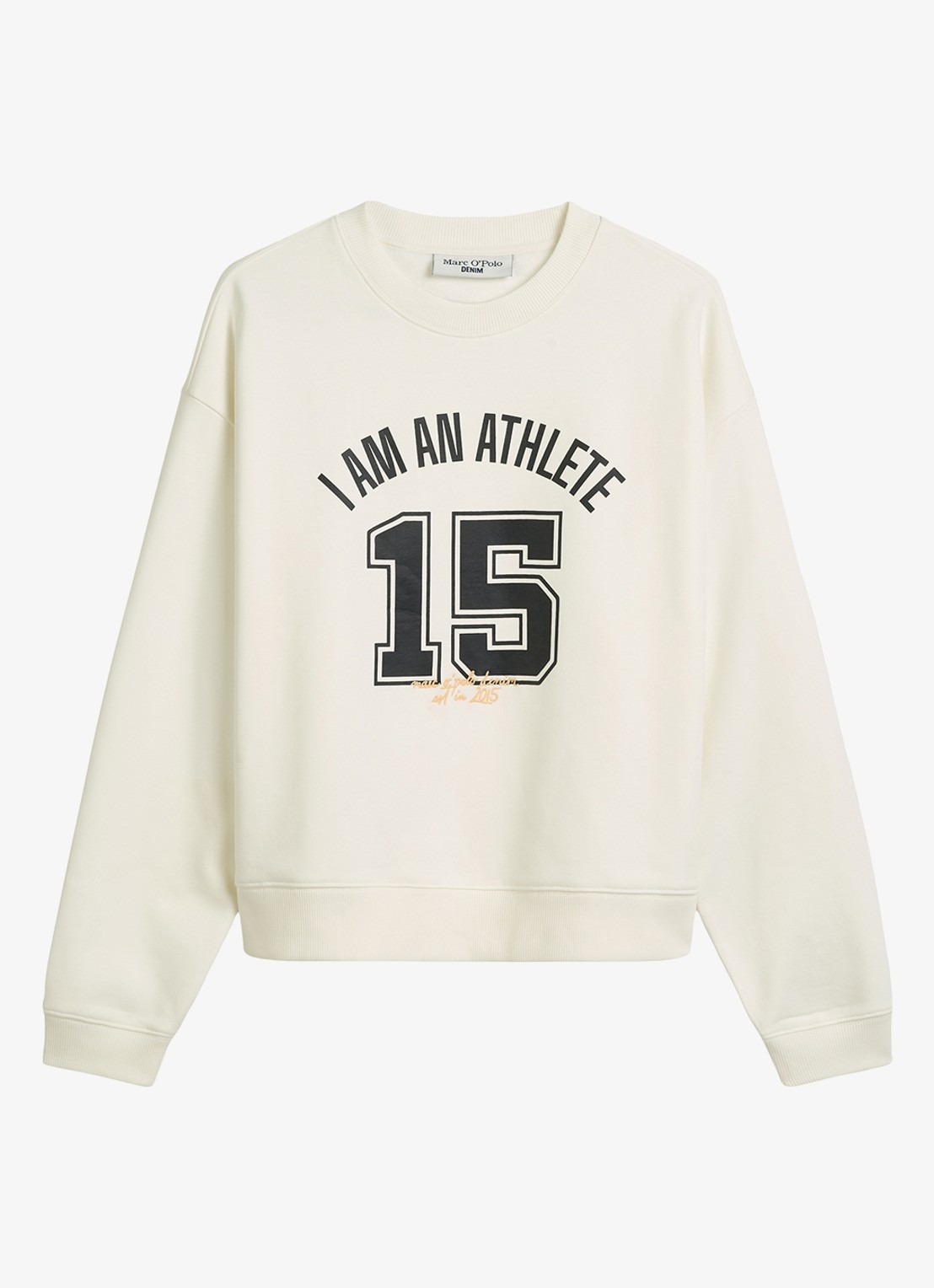 Marc O'Polo Denim Sweater met logoprint - voorkant 2 gebroken wit